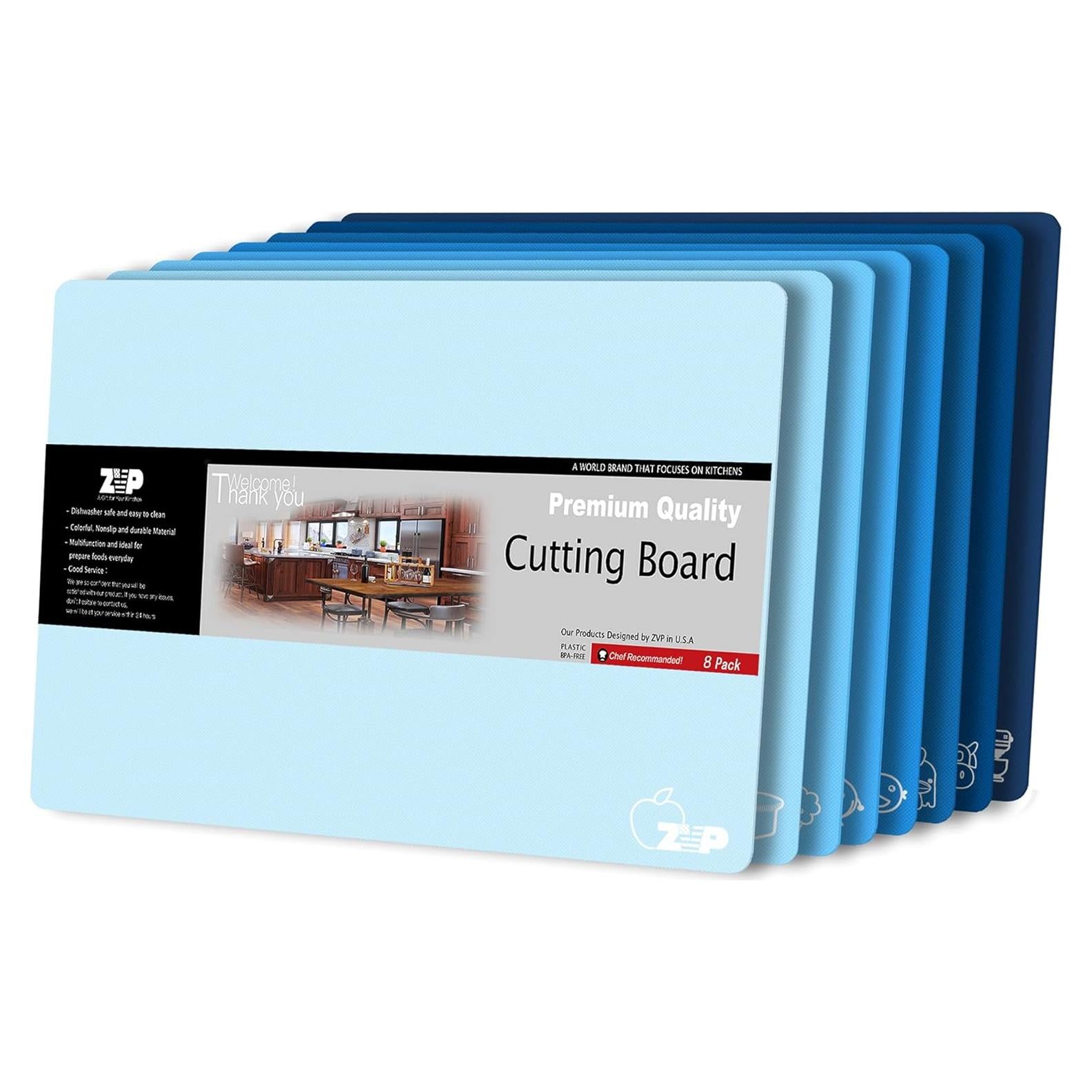 Tablas de Cortar ZVP Antideslizantes 8 Piezas Azul Gradiente