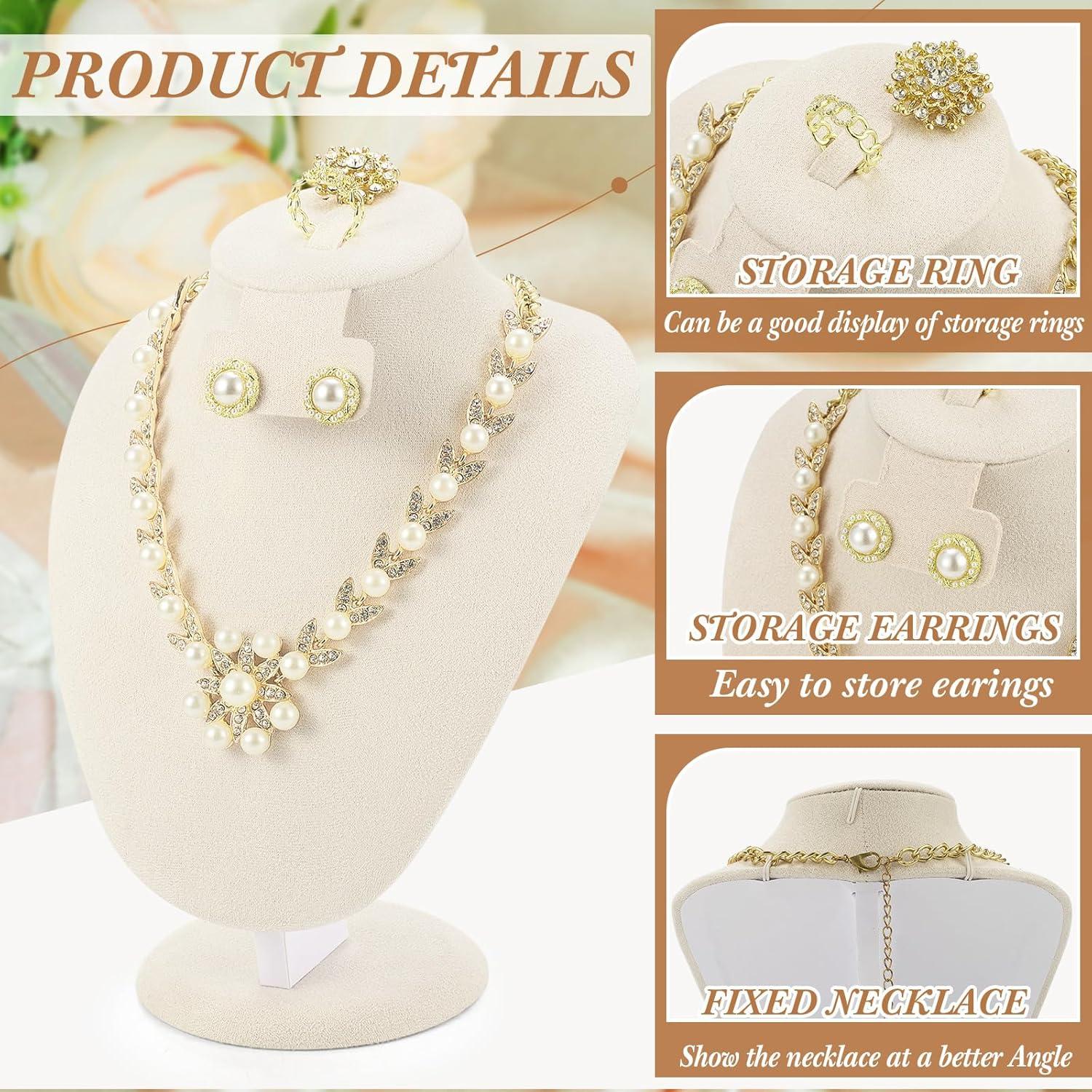 Soporte de Exhibición de Collar Youyole 3 Pcs Terciopelo Beige