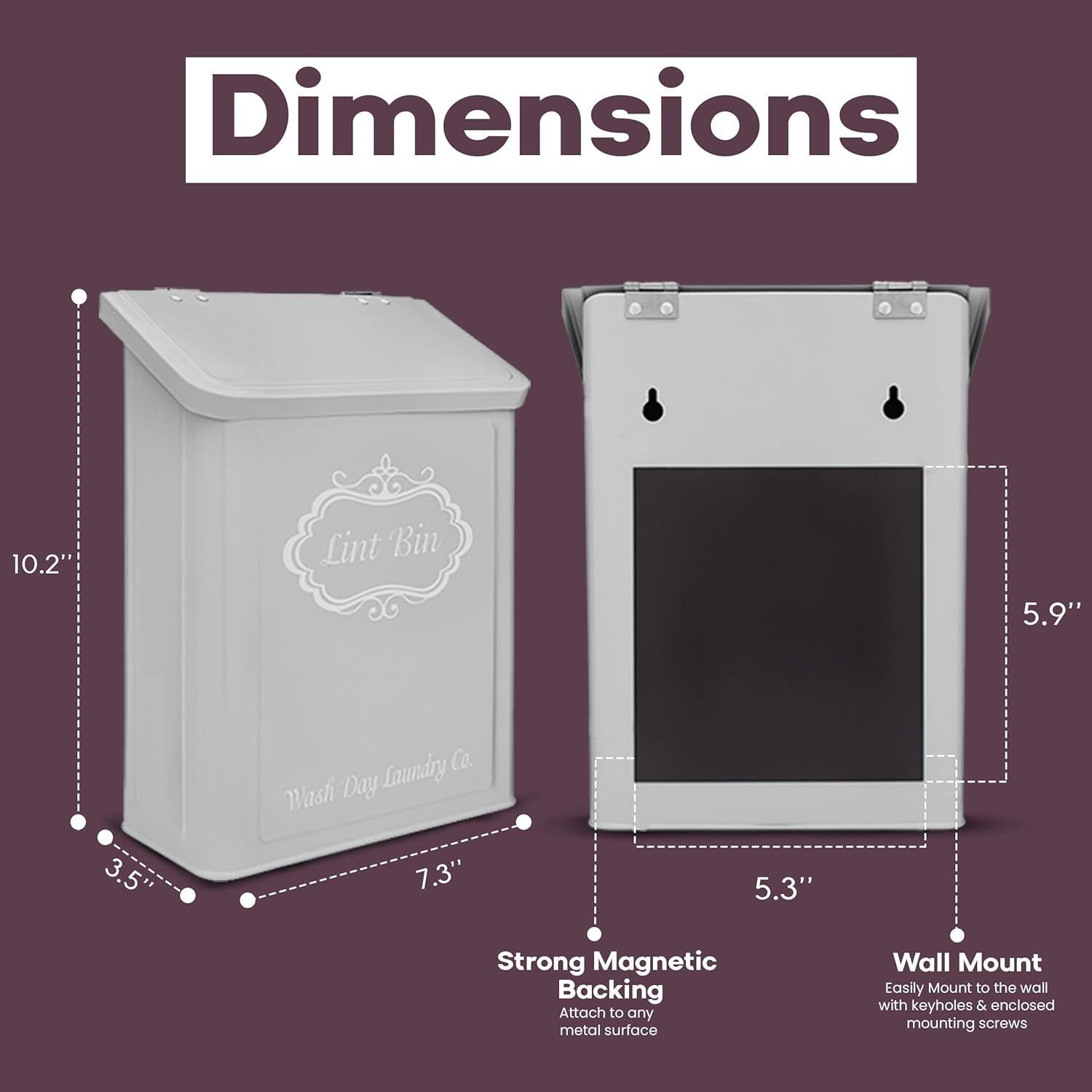 Bin de Lint Magnético Wash Day Laundry Co. Gris 18.5x26.7cm