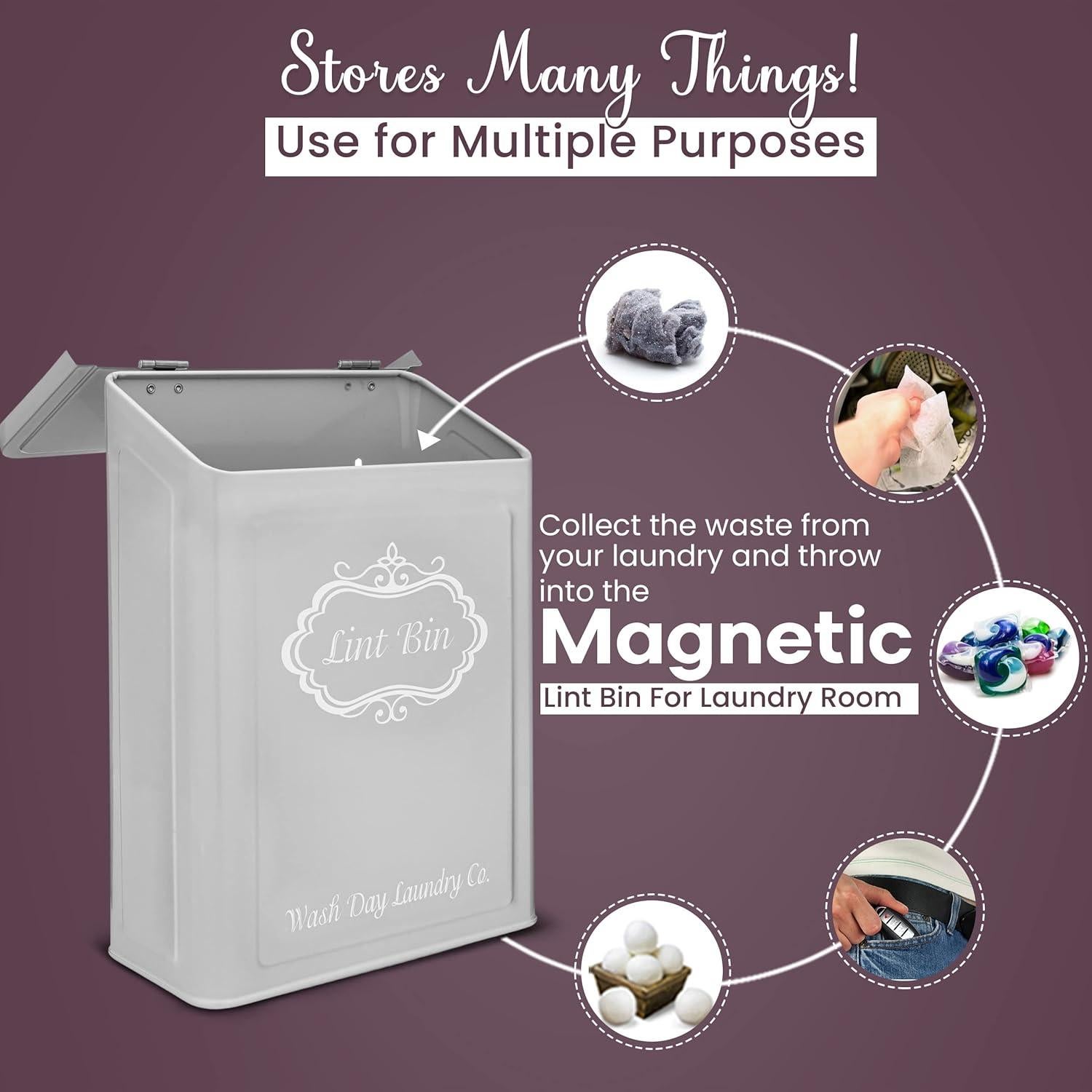 Bin de Lint Magnético Wash Day Laundry Co. Gris 18.5x26.7cm