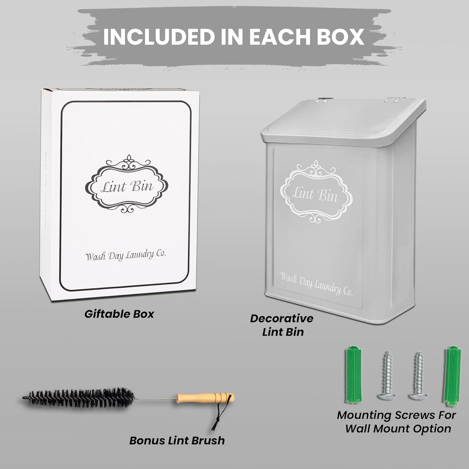 Bin de Lint Magnético Wash Day Laundry Co. Gris 18.5x26.7cm