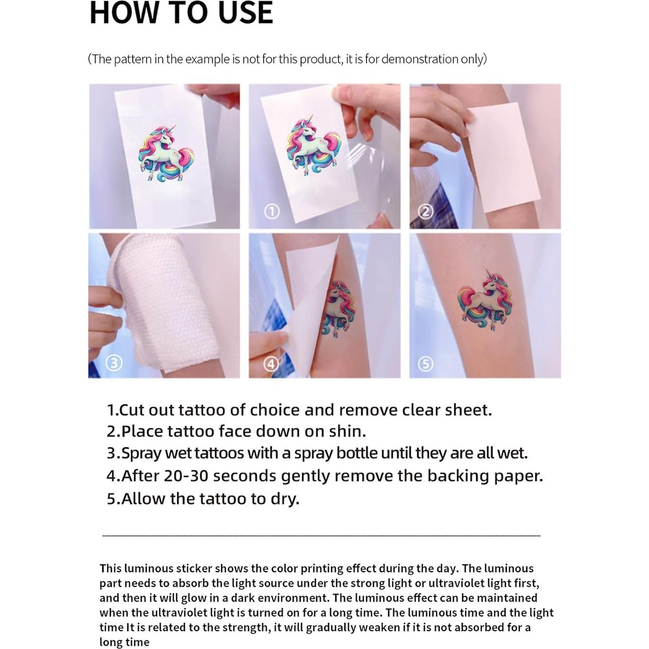 Tatuajes Temporales Brillantes FUNTATTOO 400 Pcs Niños