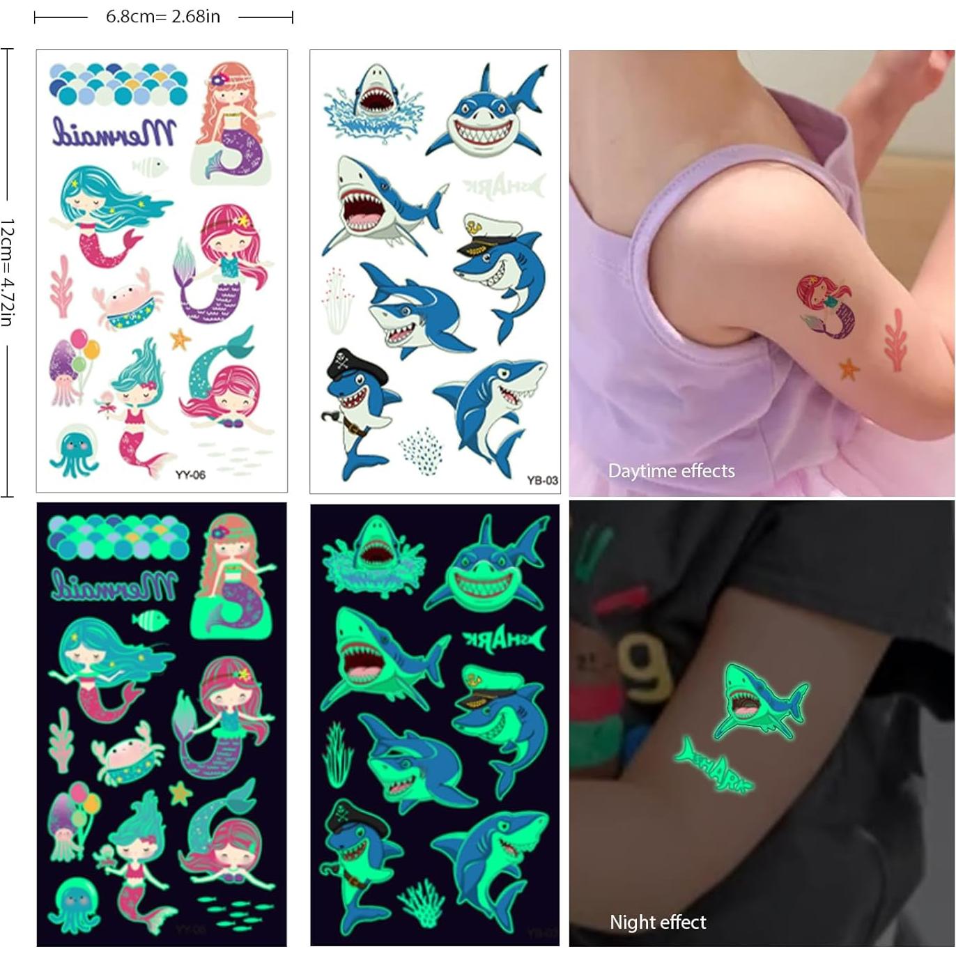 Tatuajes Temporales Brillantes FUNTATTOO 400 Pcs Niños