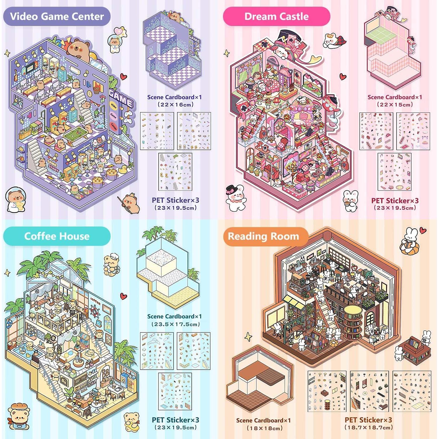 Set de Pegatinas 3D Reutilizables MVRPOWER - 4 Escenas DIY