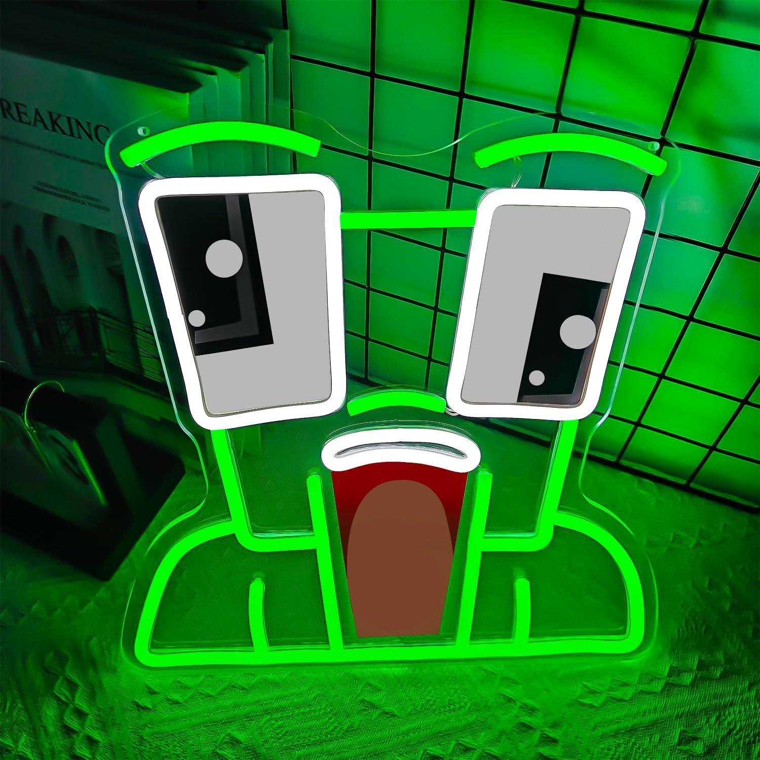 Cartel Neón Rana Verde LED YvuYamg para Decoración de Pared