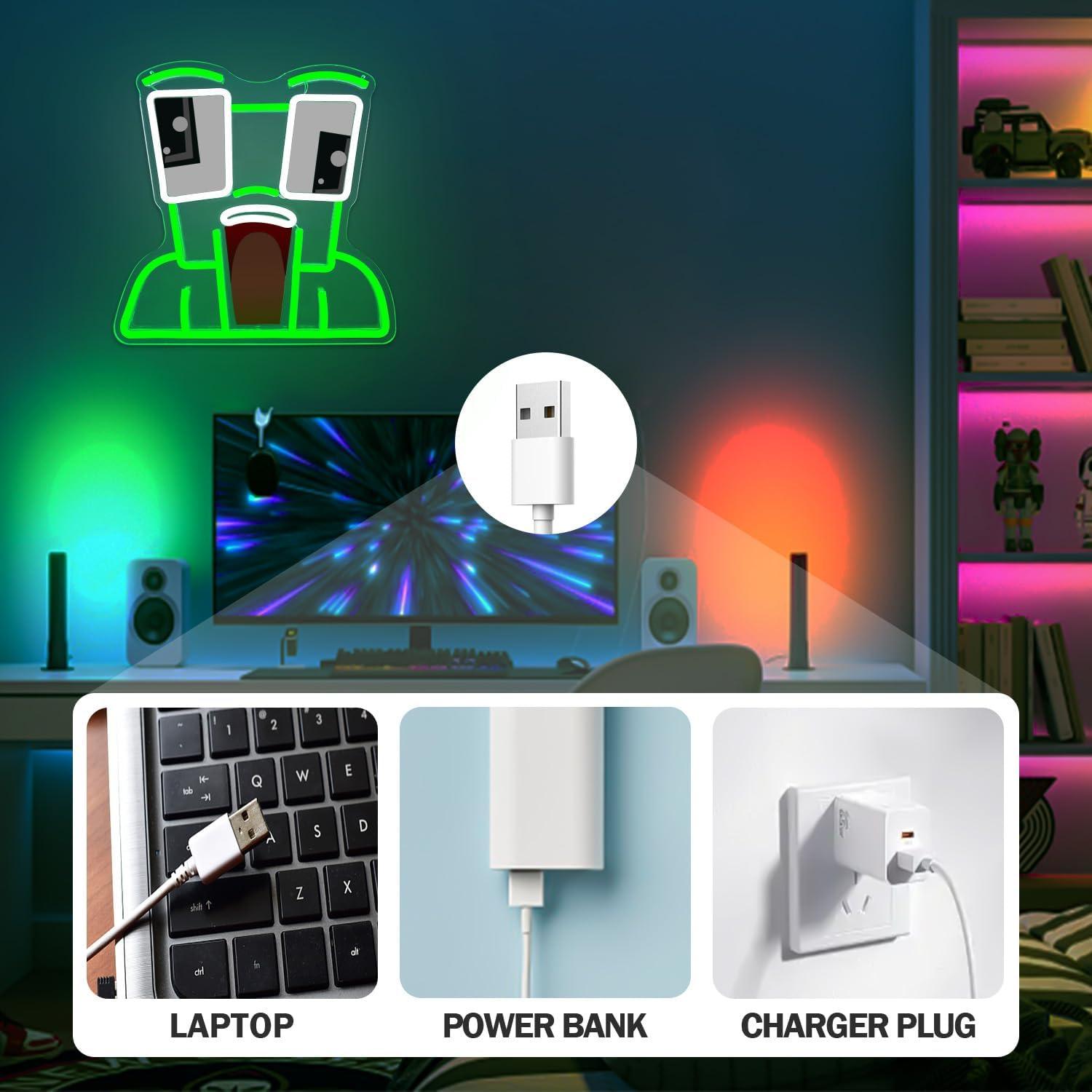 Cartel Neón Rana Verde LED YvuYamg para Decoración de Pared