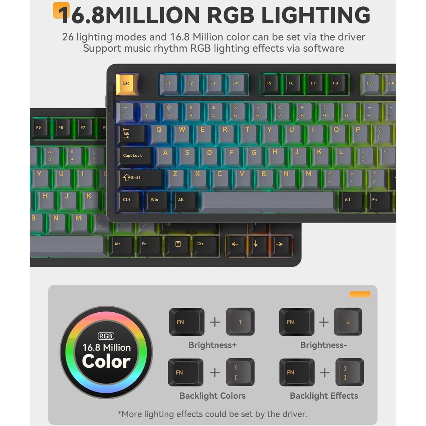 Teclado Mecánico Inalámbrico DAREU EK87PRO RGB 87 Teclas