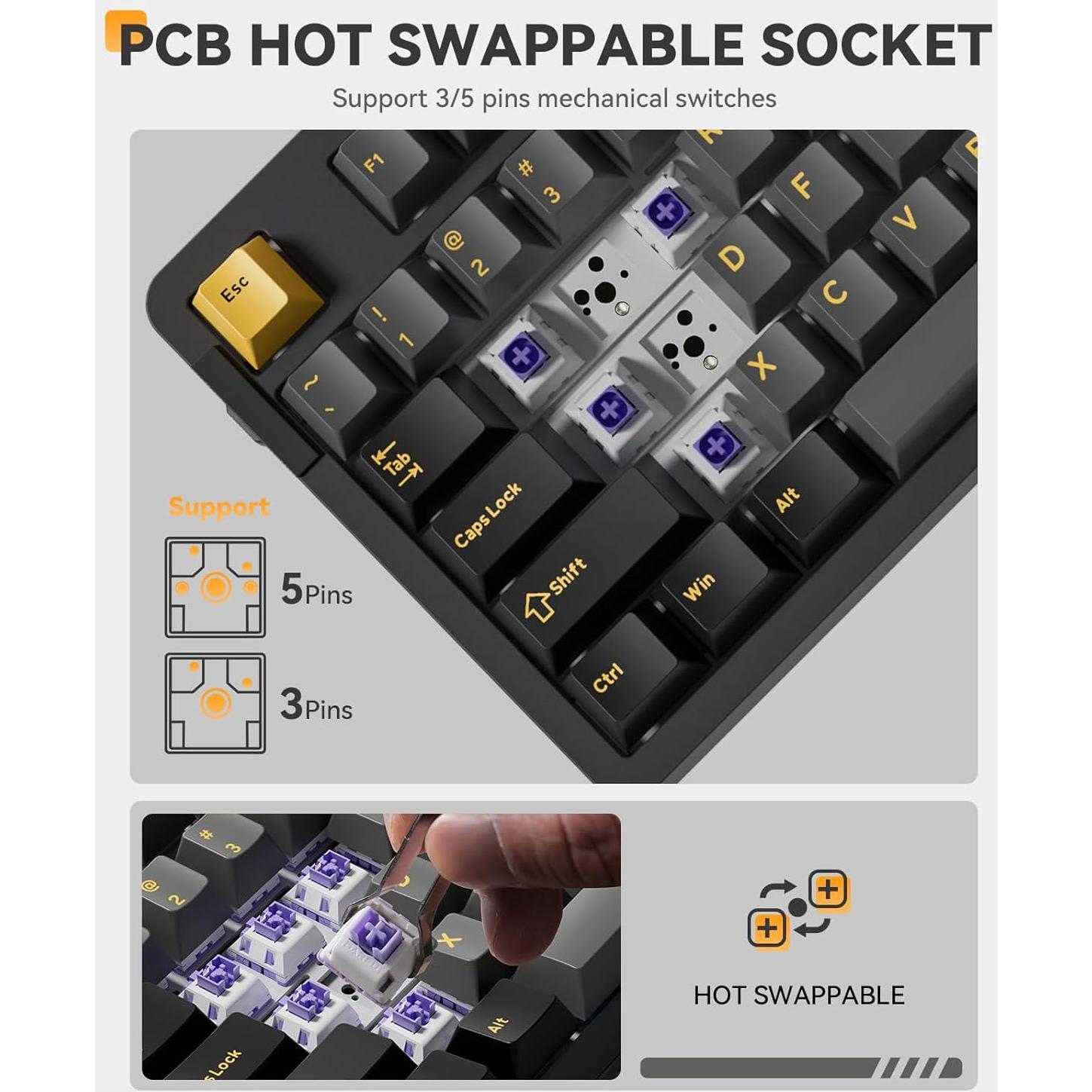 Teclado Mecánico Inalámbrico DAREU EK87PRO RGB 87 Teclas