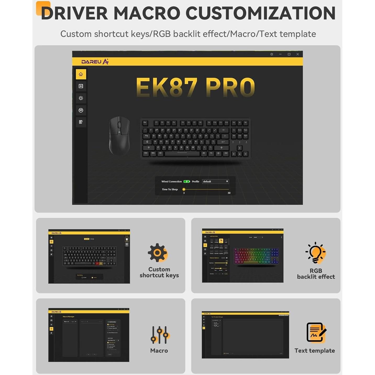 Teclado Mecánico Inalámbrico DAREU EK87PRO RGB 87 Teclas