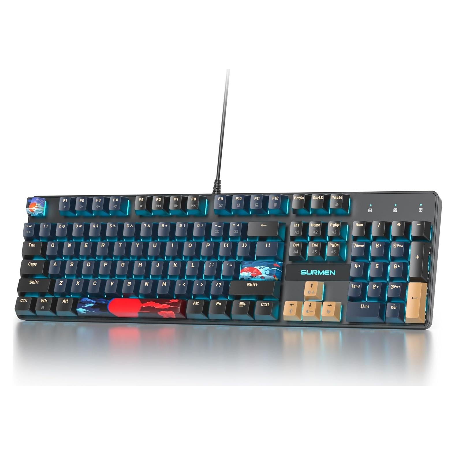 Teclado Mecánico Ussixchare V200 RGB 104 Teclas PBT Crema