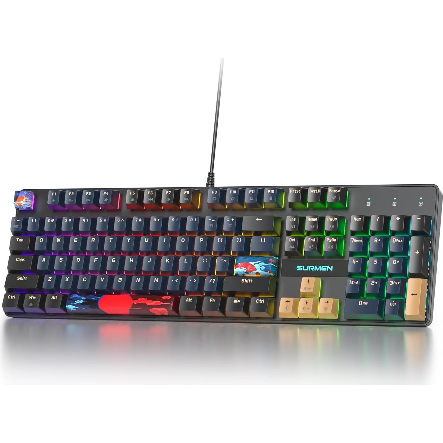 Teclado Mecánico Ussixchare V200 RGB 104 Teclas PBT Crema