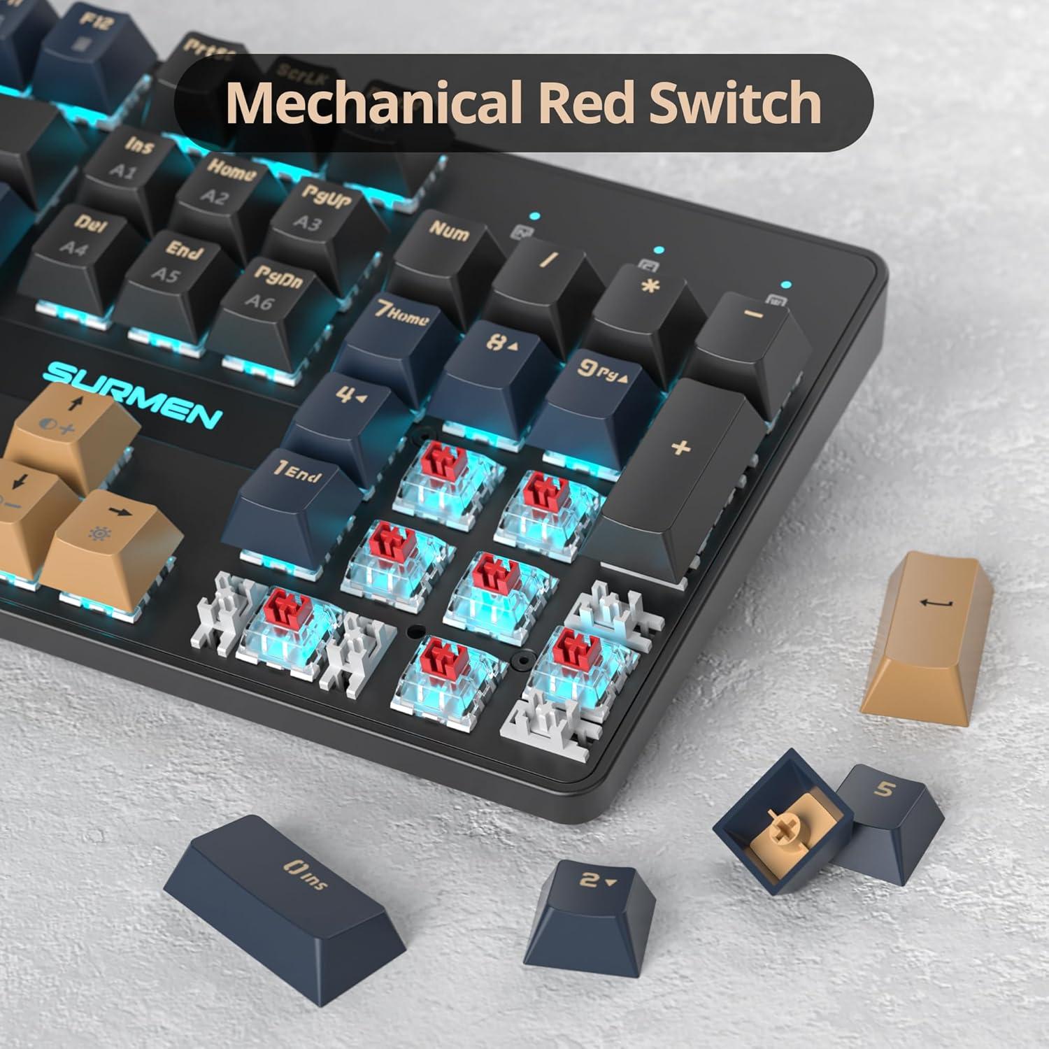 Teclado Mecánico Ussixchare V200 RGB 104 Teclas PBT Crema