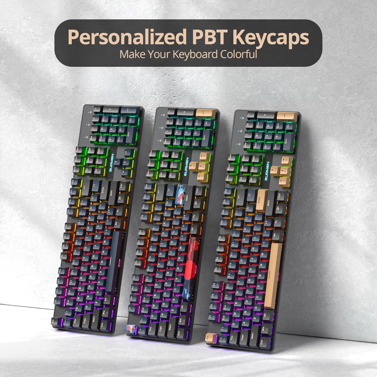 Teclado Mecánico Ussixchare V200 RGB 104 Teclas PBT Crema