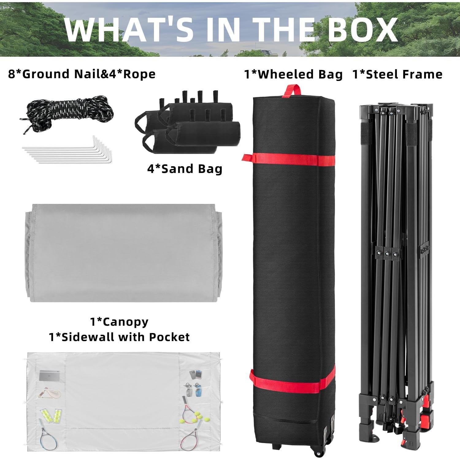 Carpa Desplegable Kendane 3.05x3.05m Gris con 1 Pared Lateral