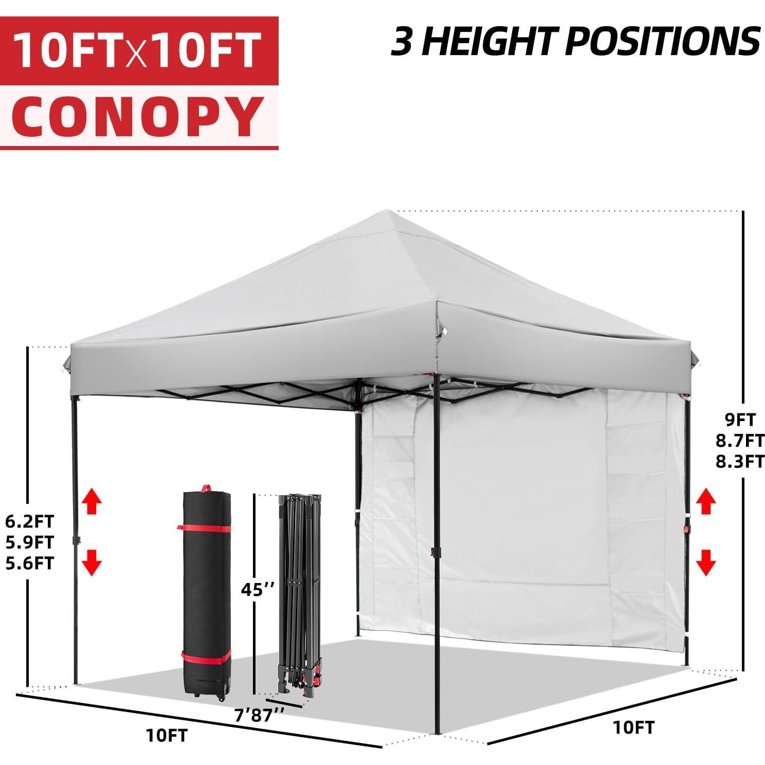 Carpa Desplegable Kendane 3.05x3.05m Gris con 1 Pared Lateral
