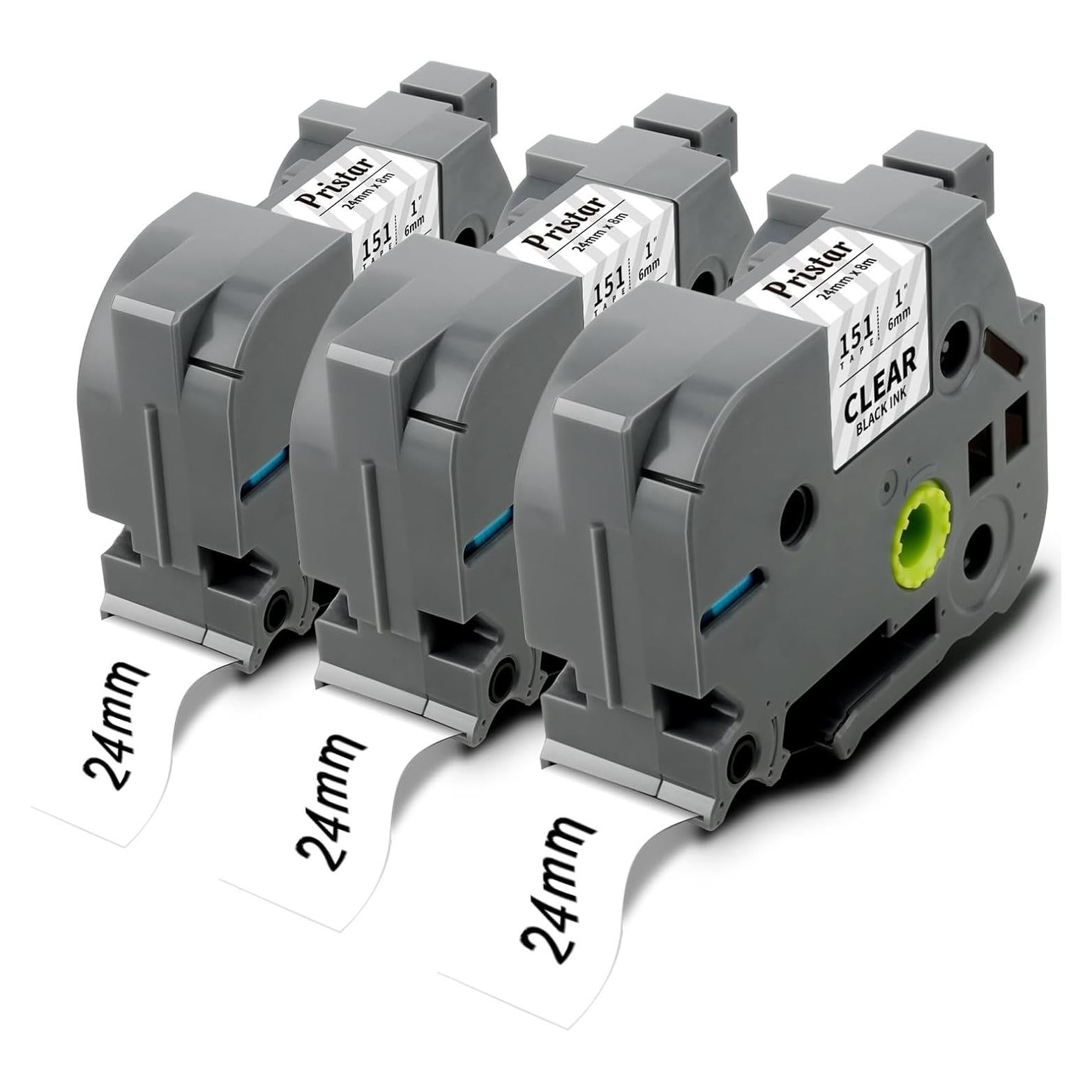 Cinta de Etiquetas Pristar TZe-151 24mm Negra sobre Transparente