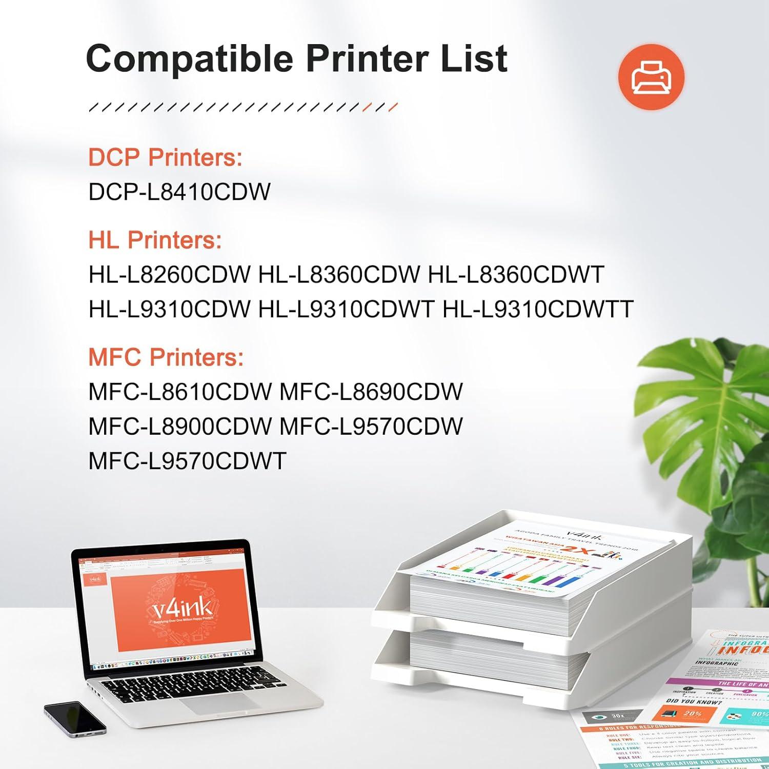 Cartucho de Tóner Compatible v4ink TN433 TN431 para Brother