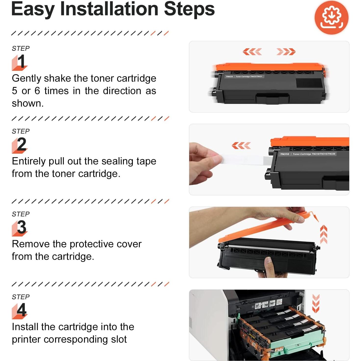 Cartucho de Tóner Compatible v4ink TN433 TN431 para Brother