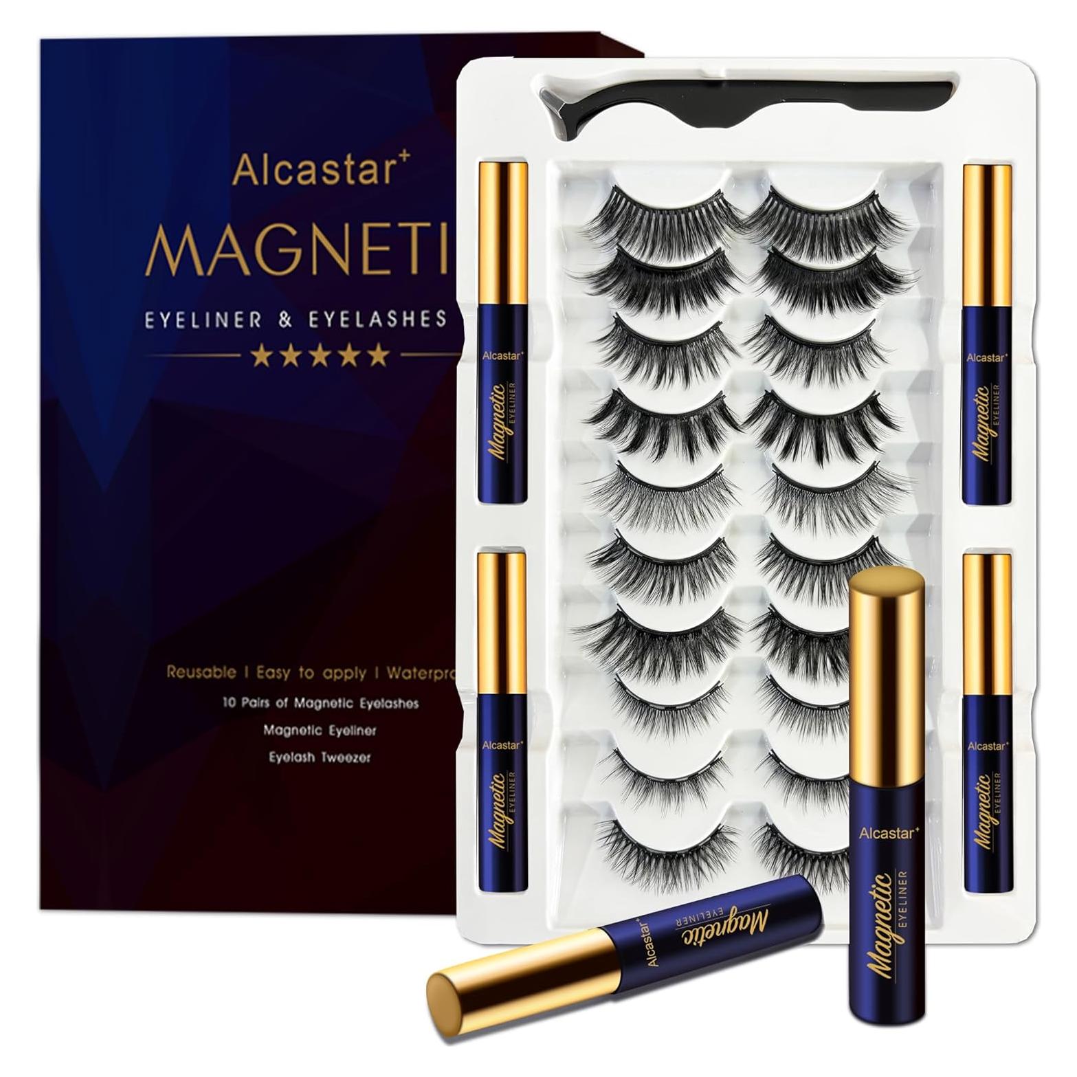 Pestañas Magnéticas Alcastar Kit 10 Pares + Delineador