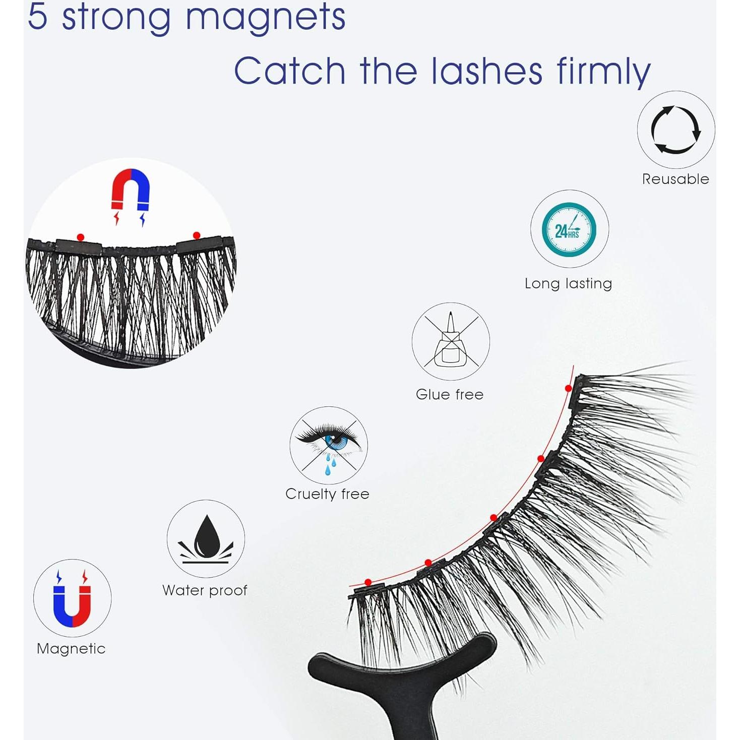 Pestañas Magnéticas Alcastar Kit 10 Pares + Delineador