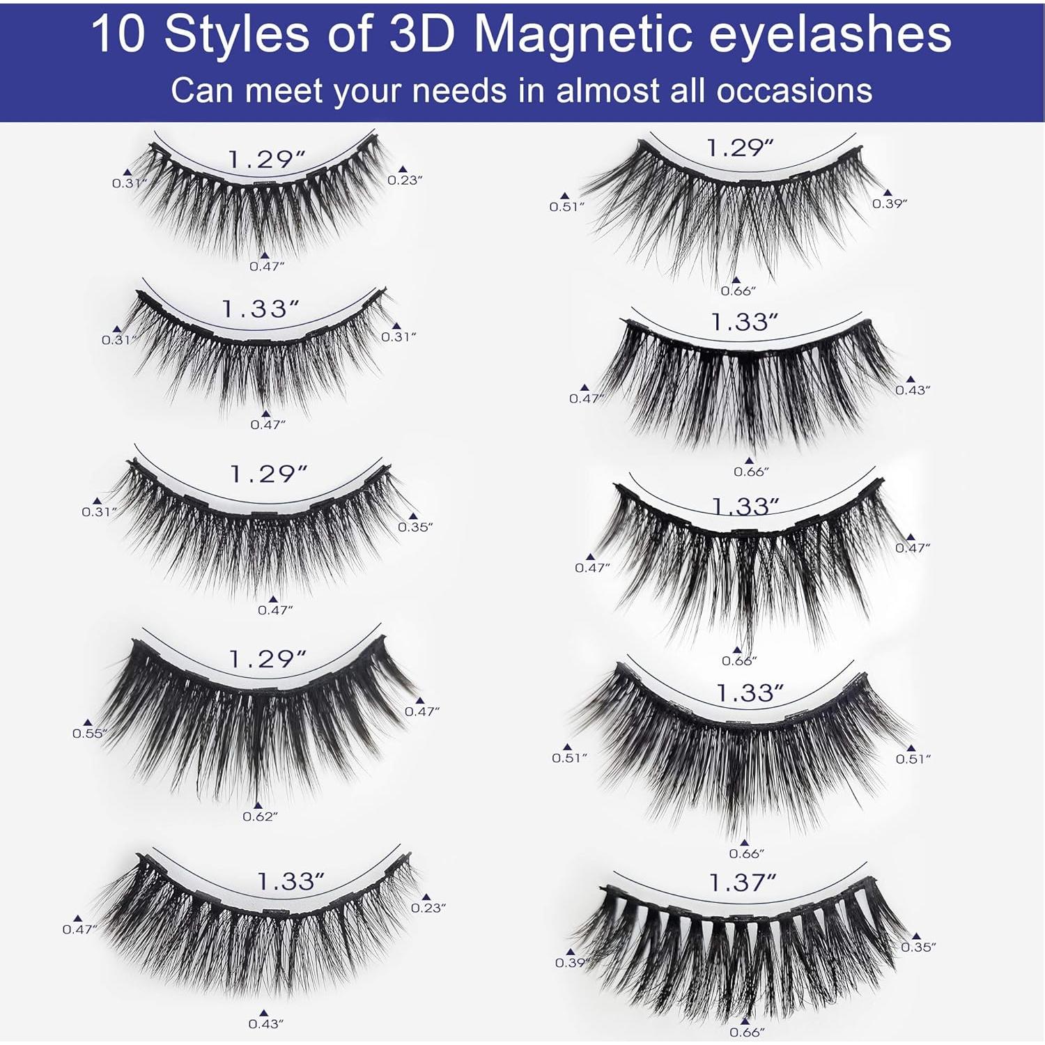 Pestañas Magnéticas Alcastar Kit 10 Pares + Delineador