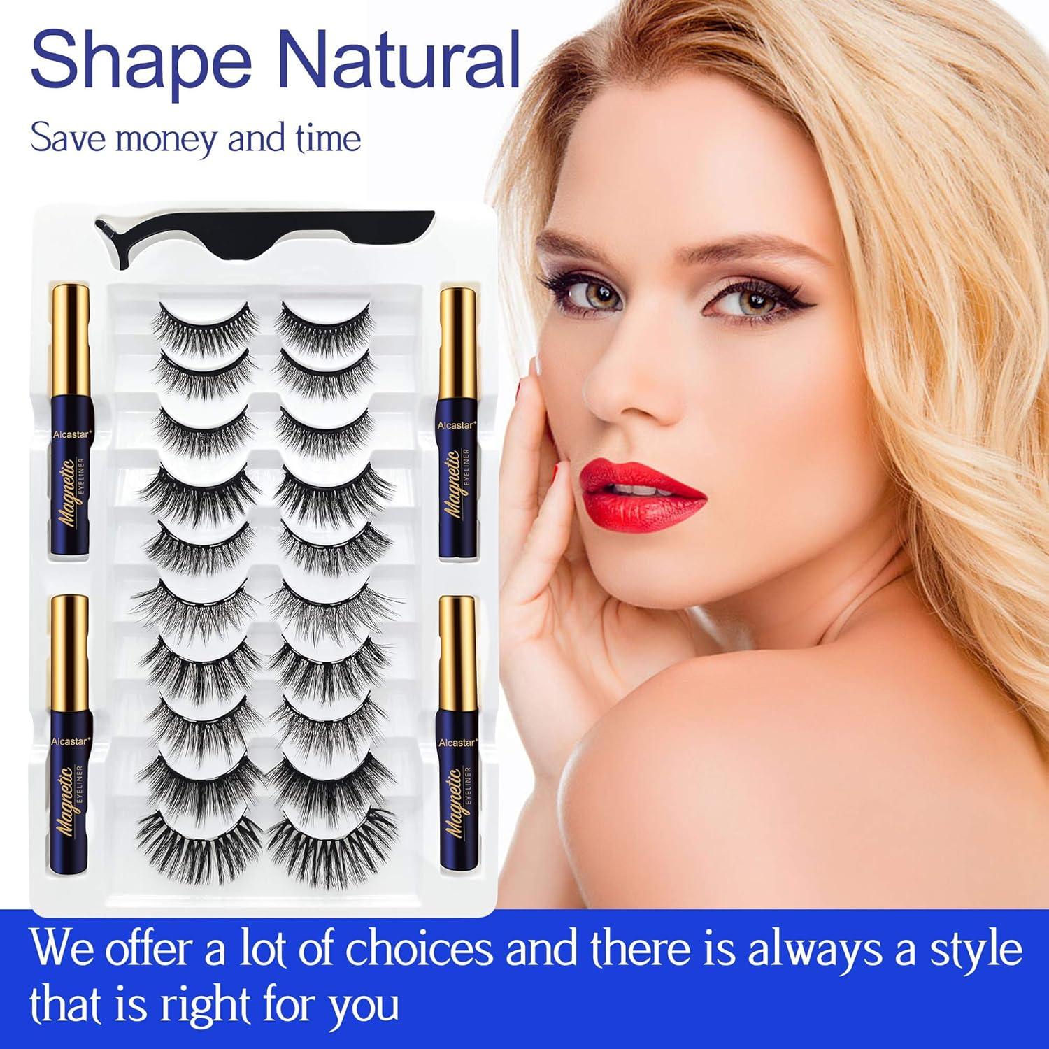 Pestañas Magnéticas Alcastar Kit 10 Pares + Delineador