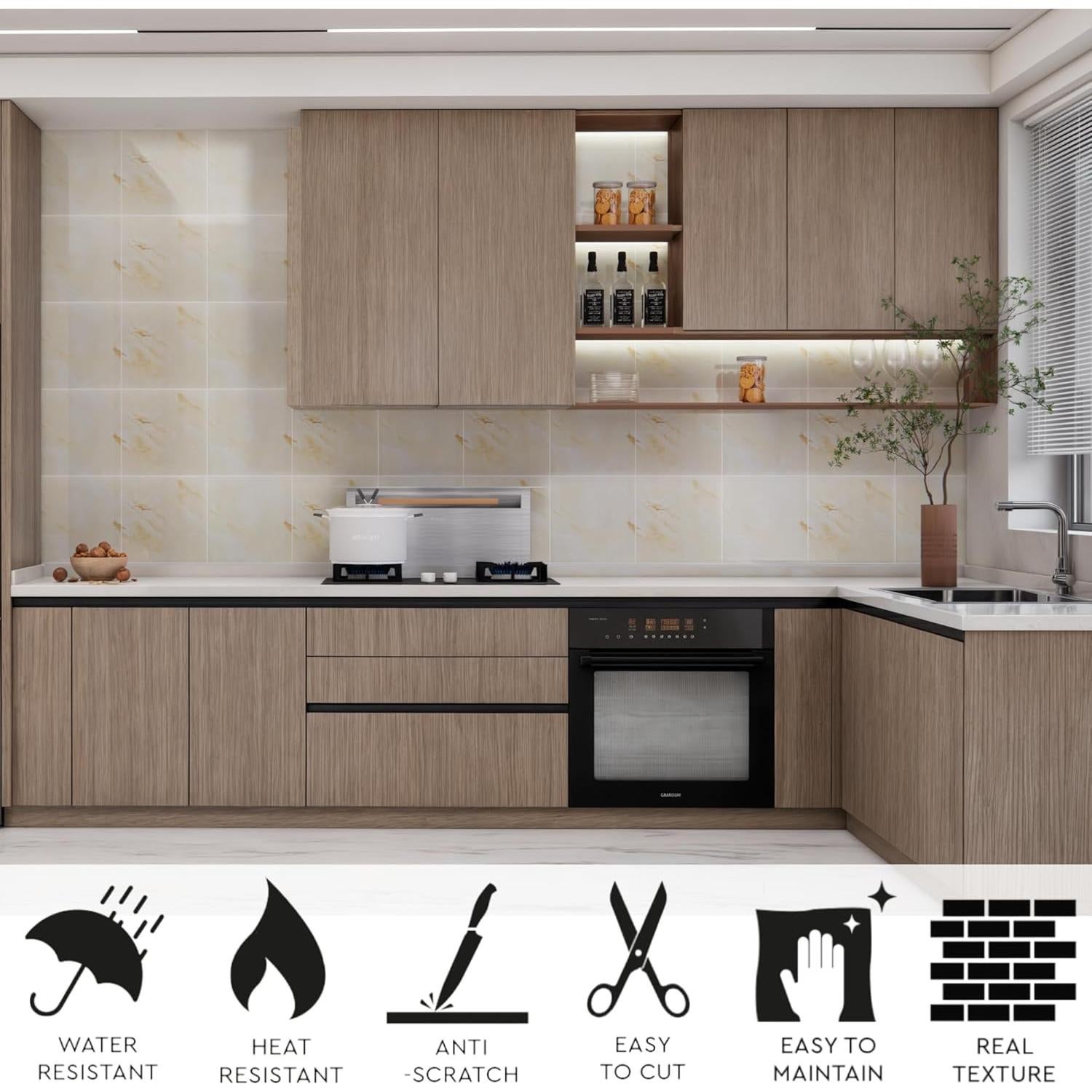 Azulejos Autoadhesivos DEKKOR de Mármol Beige 30.48x30.48 cm