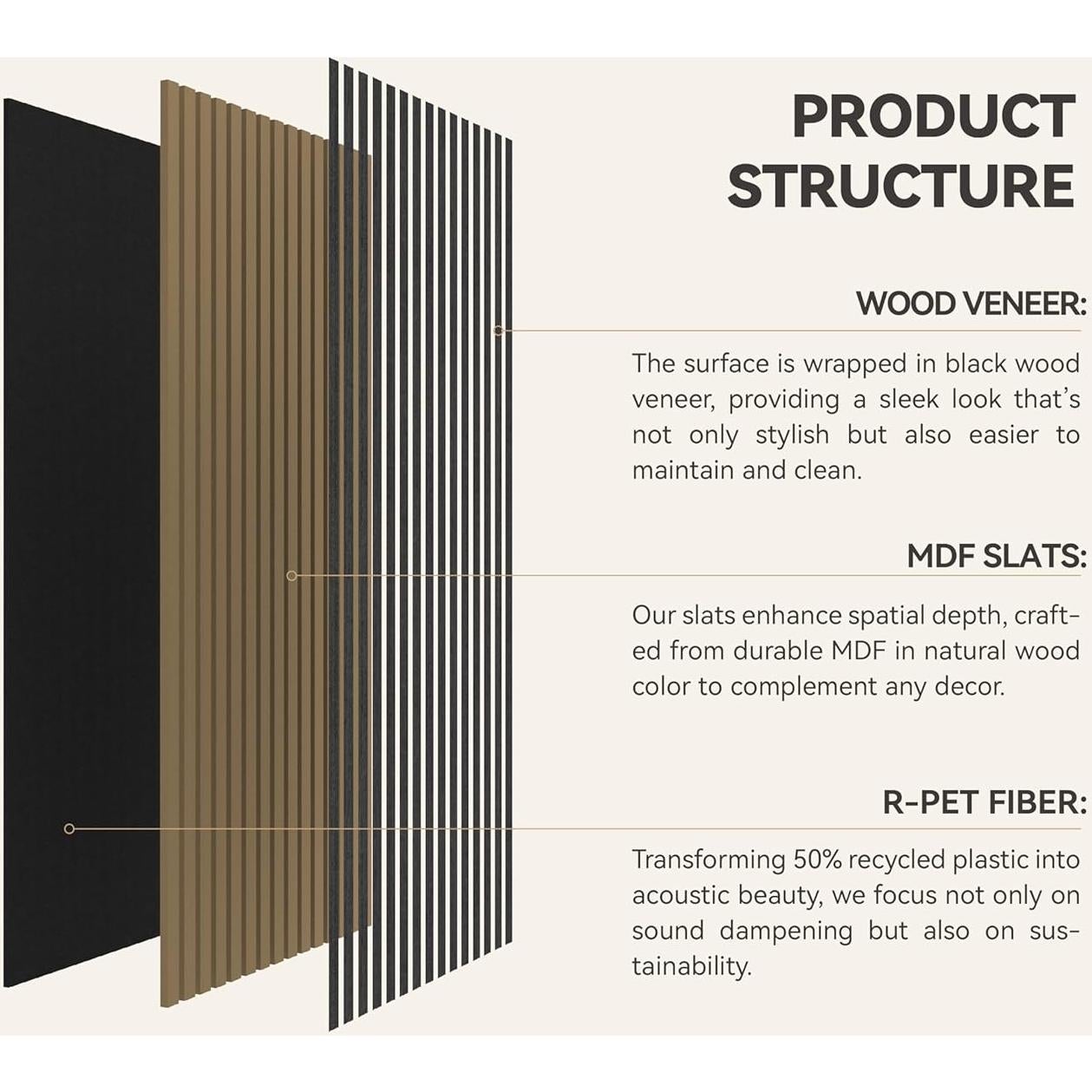 Paneles Acústicos Absorbentes Upick 8 Piezas 121.9x61 cm Negro Mate