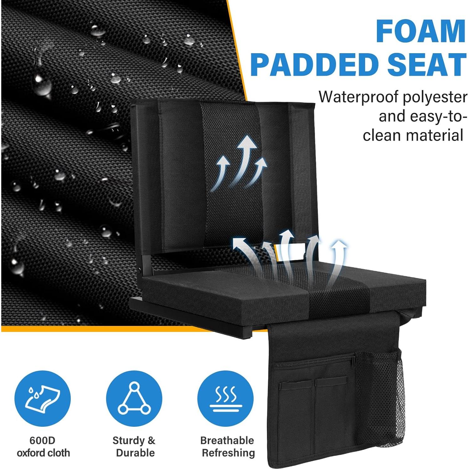 Cojín de Estadio Plegable M KARMATER RM530-3 Negro 2 Piezas