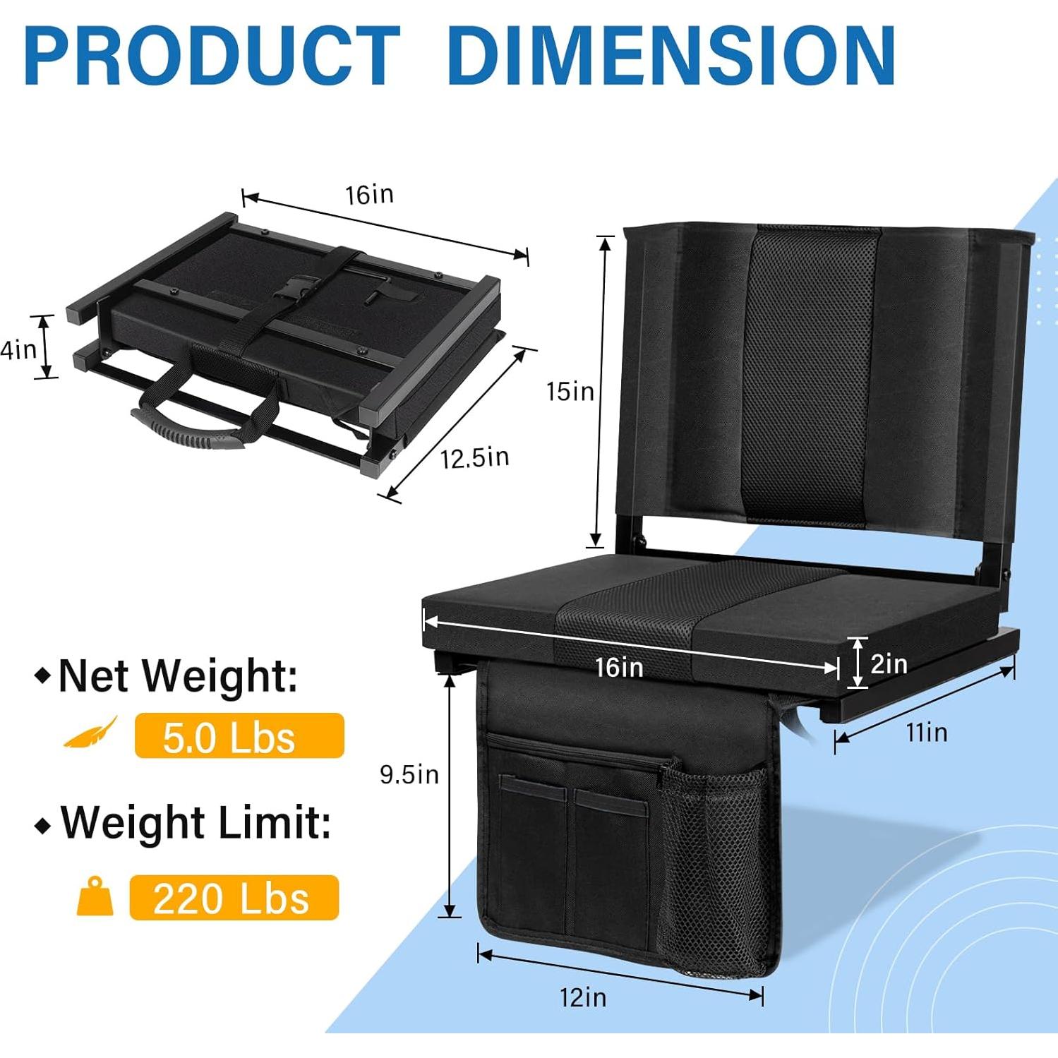 Cojín de Estadio Plegable M KARMATER RM530-3 Negro 2 Piezas