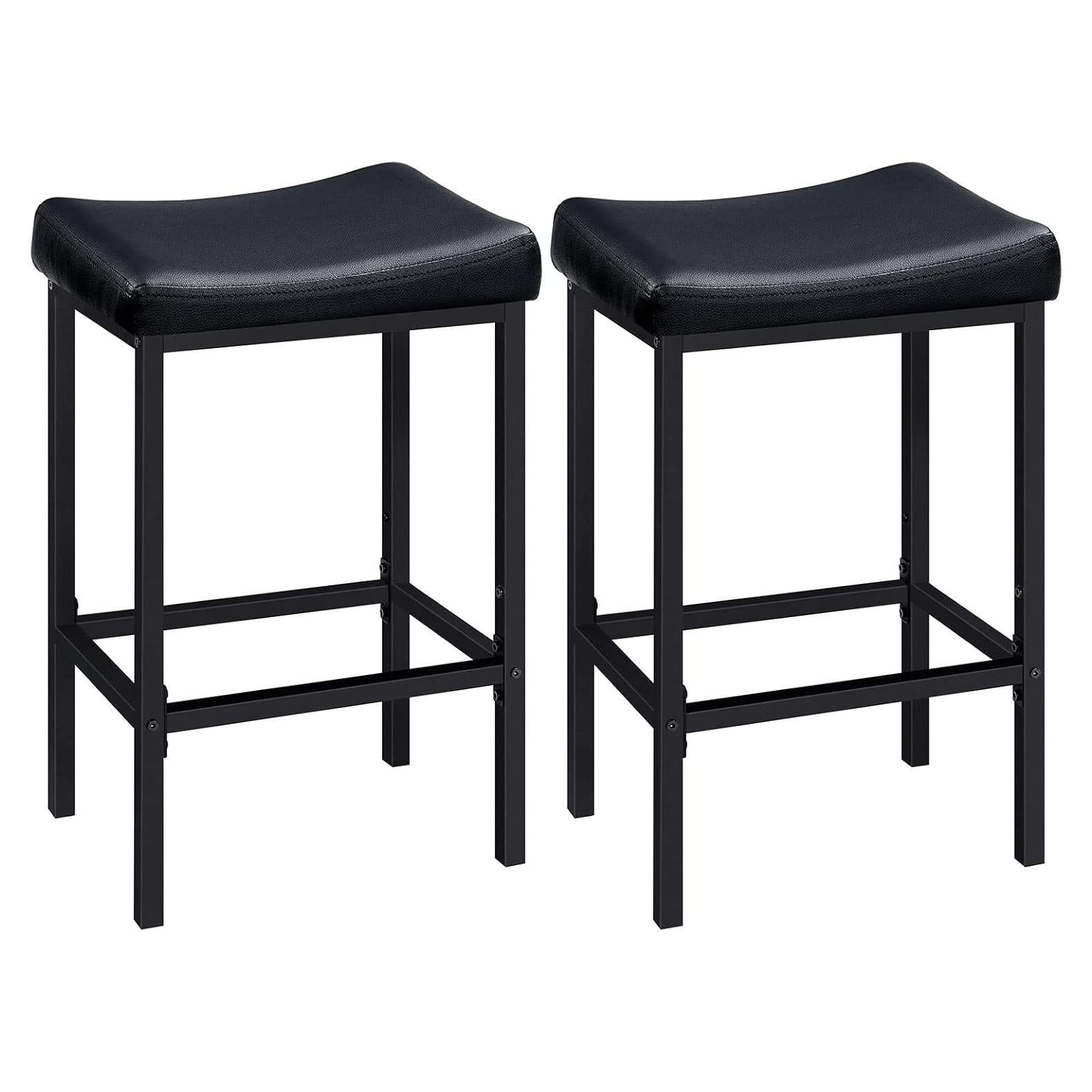 Juego de 2 Taburetes de Bar HOOBRO Negro 63 cm Altura