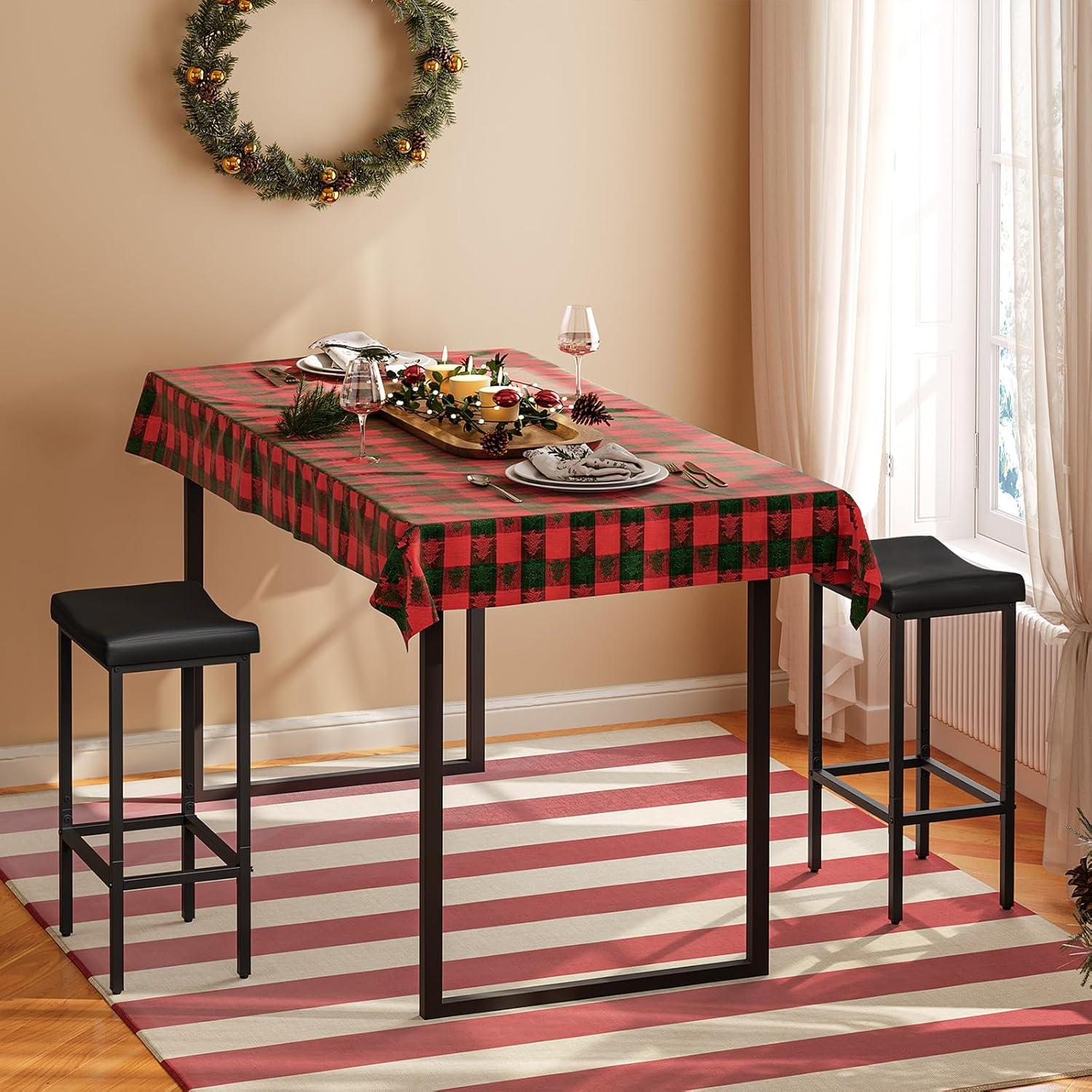 Juego de 2 Taburetes de Bar HOOBRO Negro 63 cm Altura