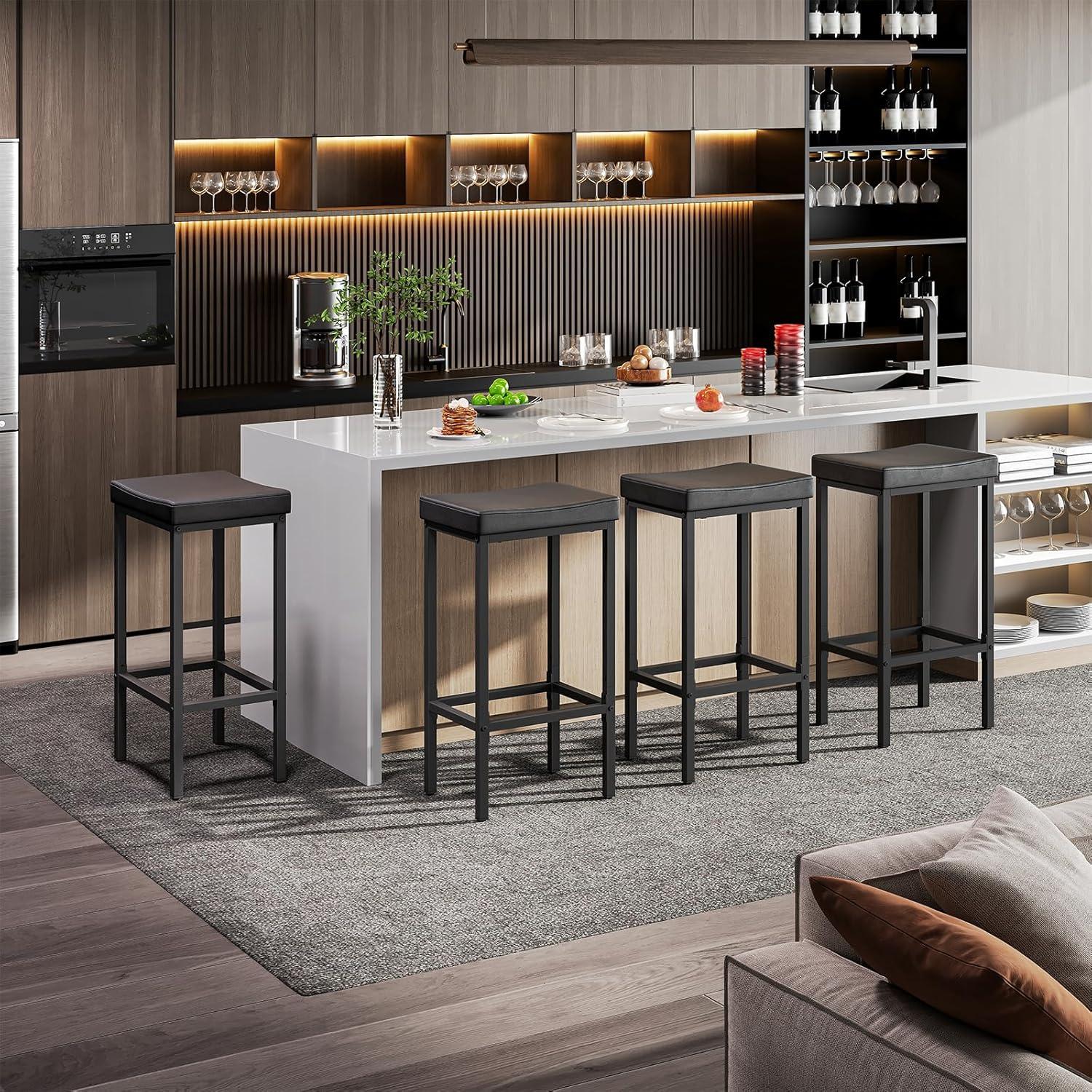 Juego de 2 Taburetes de Bar HOOBRO Negro 63 cm Altura