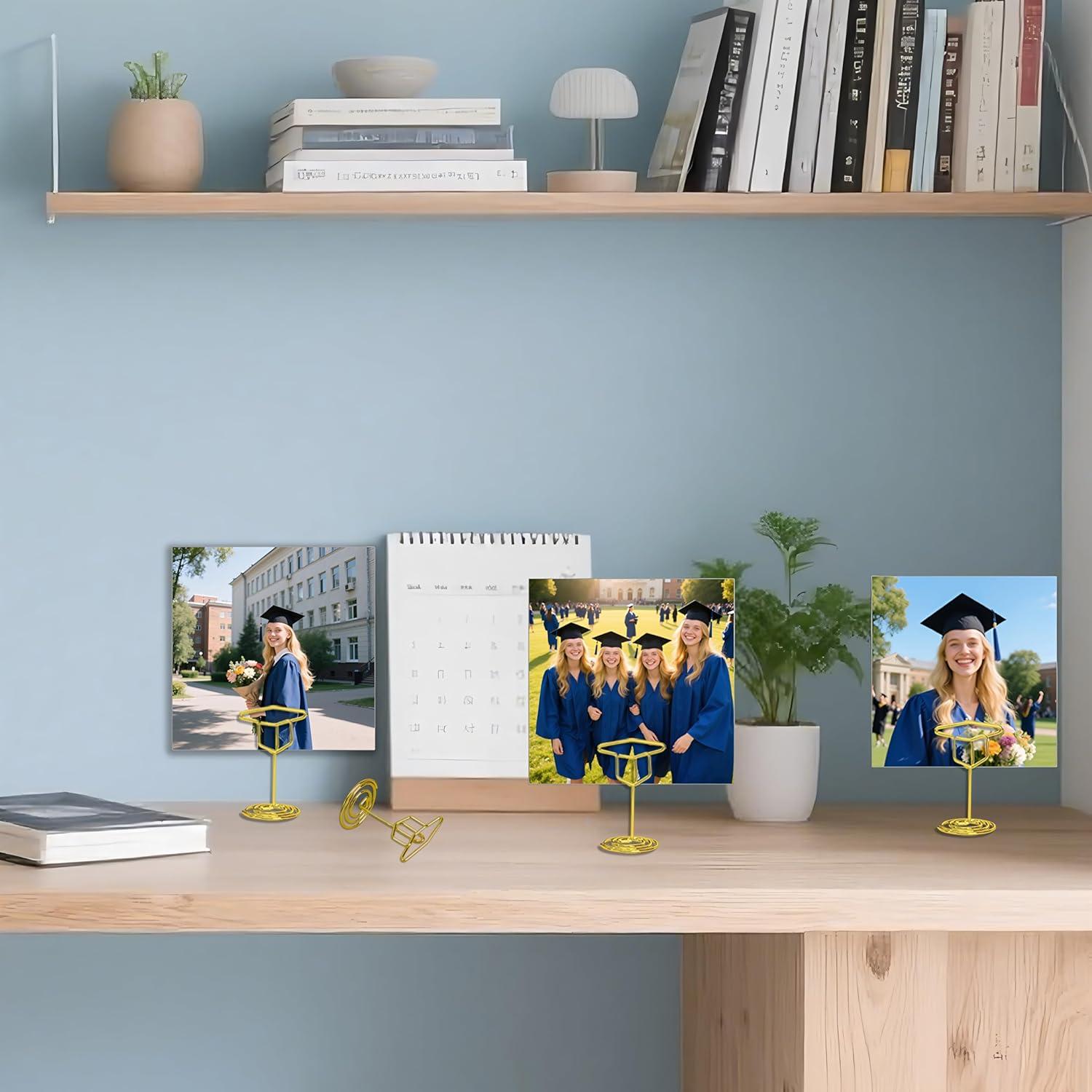 Soportes de Números de Mesa BADAO 32PCS Tapa Graduación Dorada