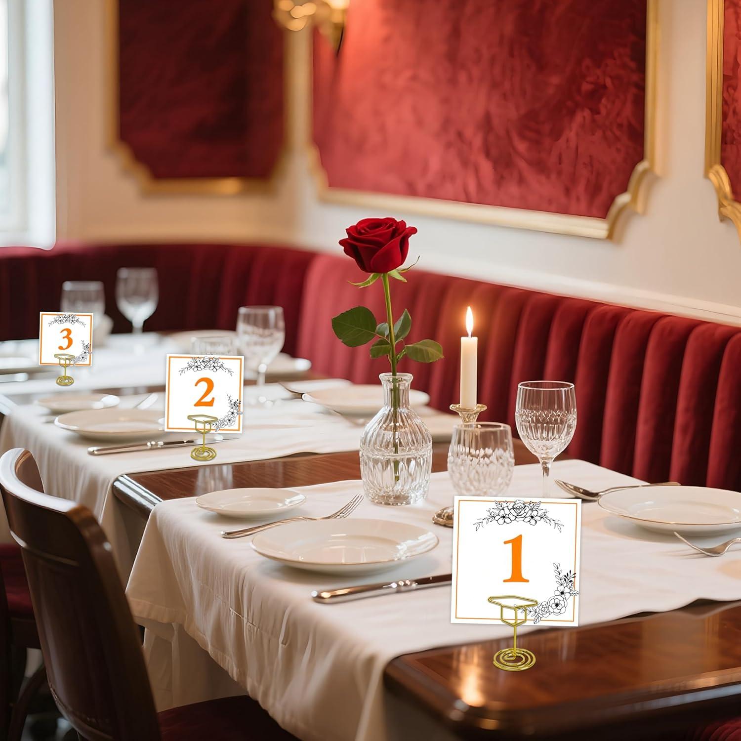 Soportes de Números de Mesa BADAO 32PCS Tapa Graduación Dorada