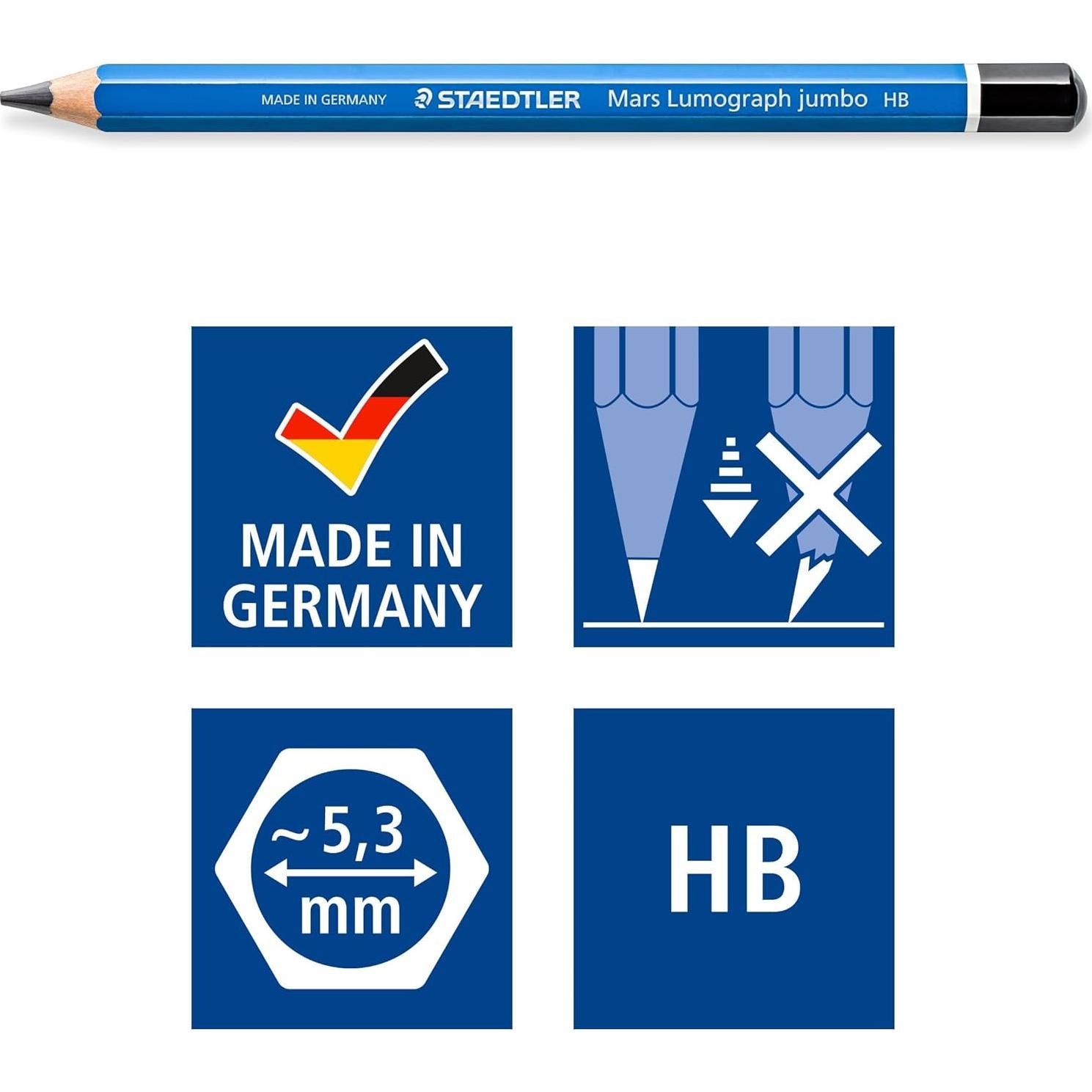 Set de 5 lápices de dibujo Jumbo Staedtler Lumograph 4B