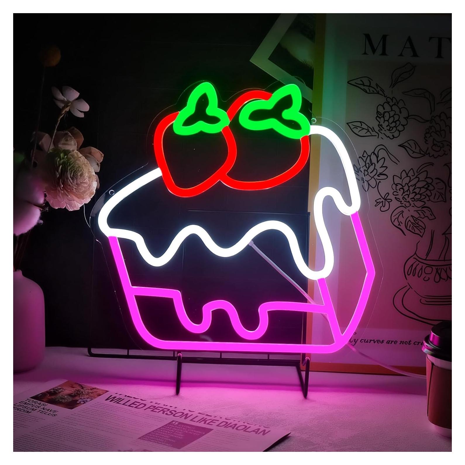 Luz de Neón LED Pastel de Fresa 32x28 cm BannerBlend