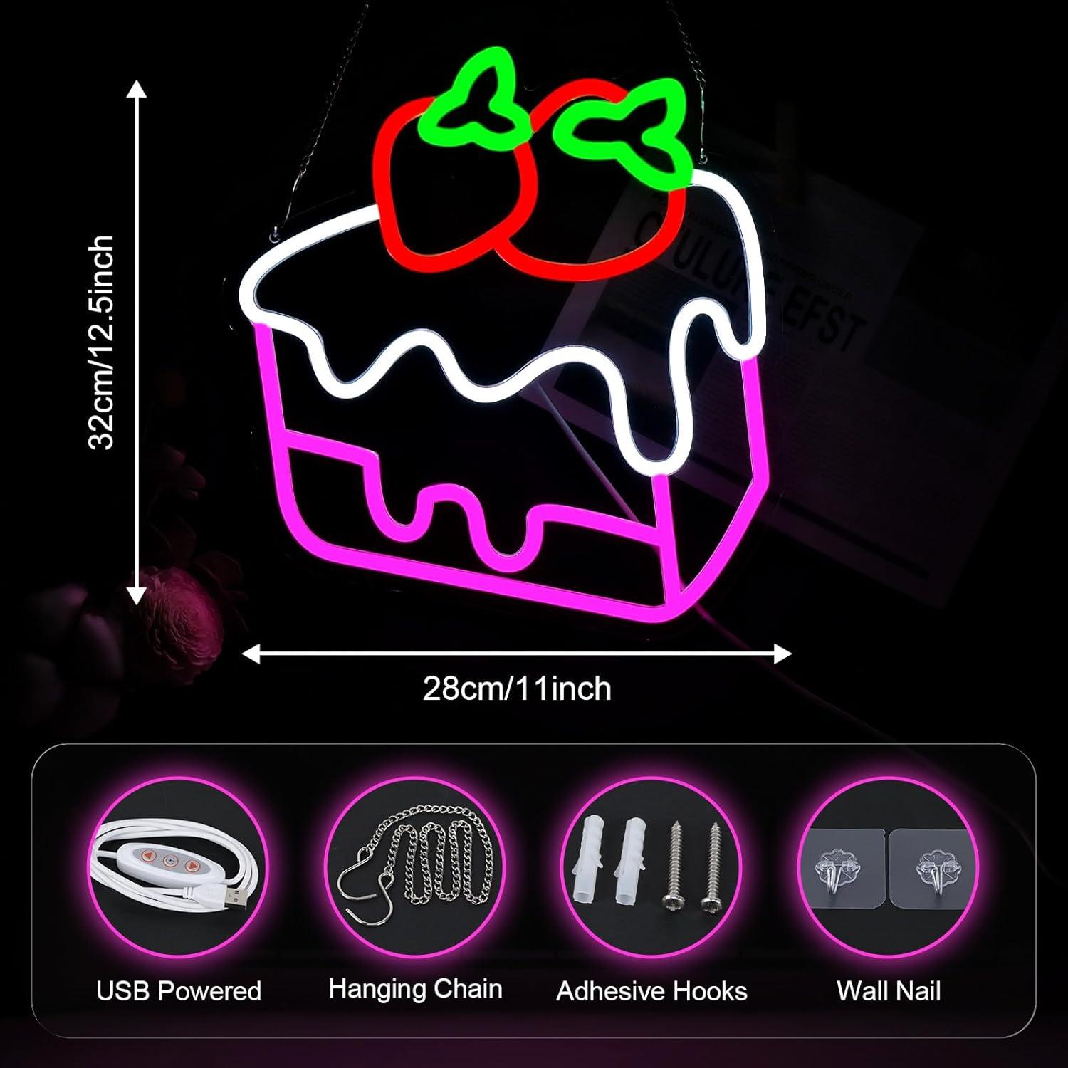 Luz de Neón LED Pastel de Fresa 32x28 cm BannerBlend