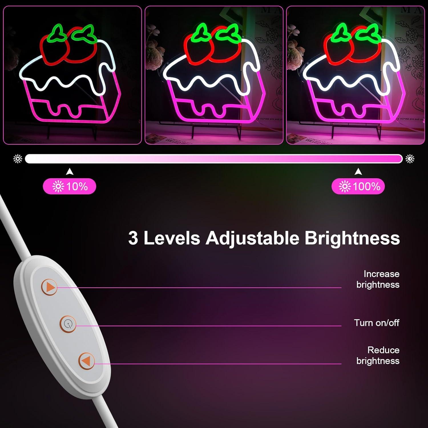 Luz de Neón LED Pastel de Fresa 32x28 cm BannerBlend