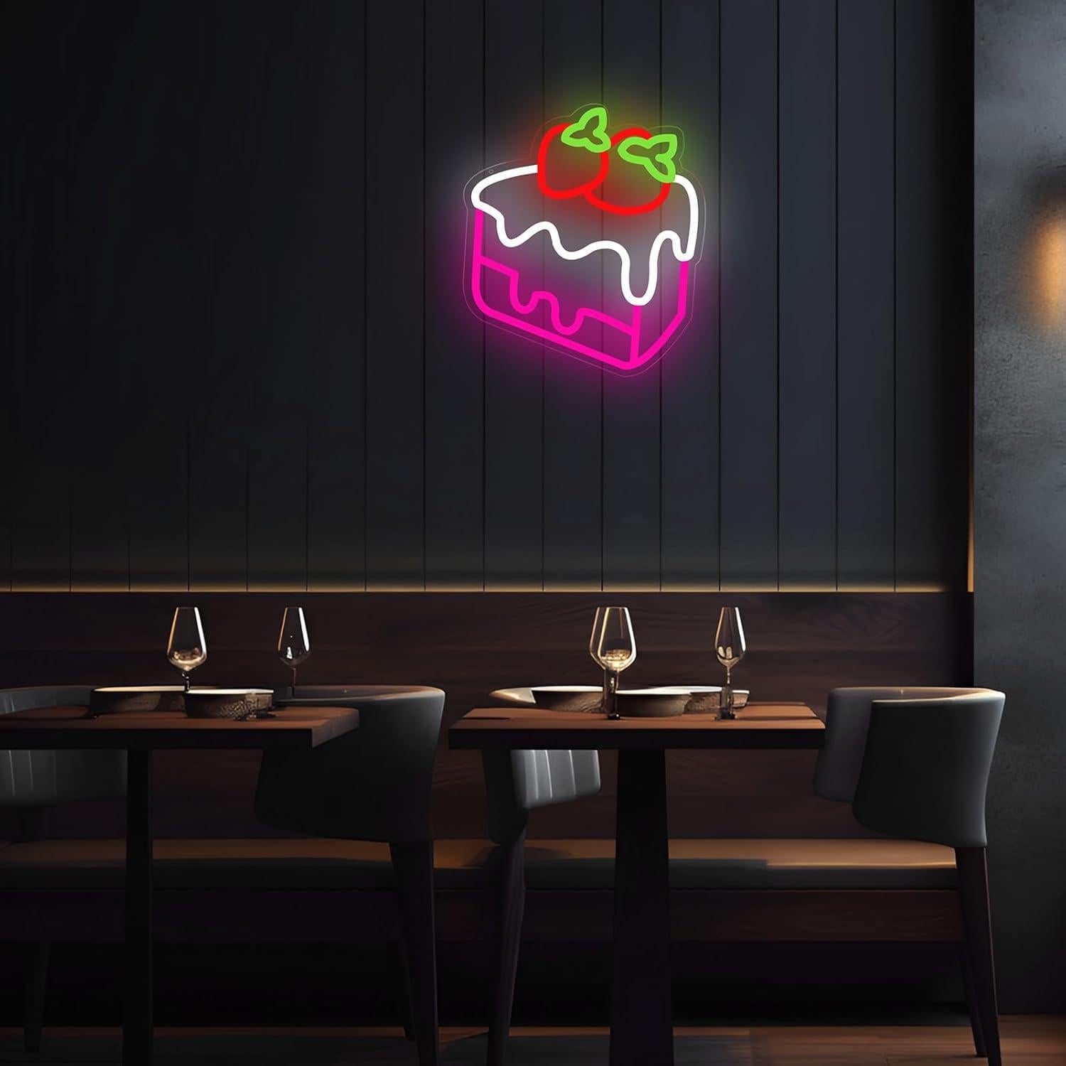 Luz de Neón LED Pastel de Fresa 32x28 cm BannerBlend