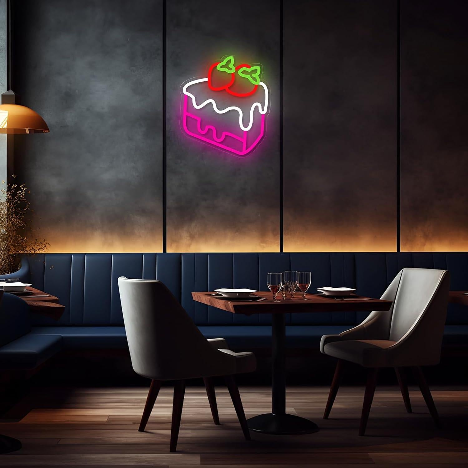 Luz de Neón LED Pastel de Fresa 32x28 cm BannerBlend