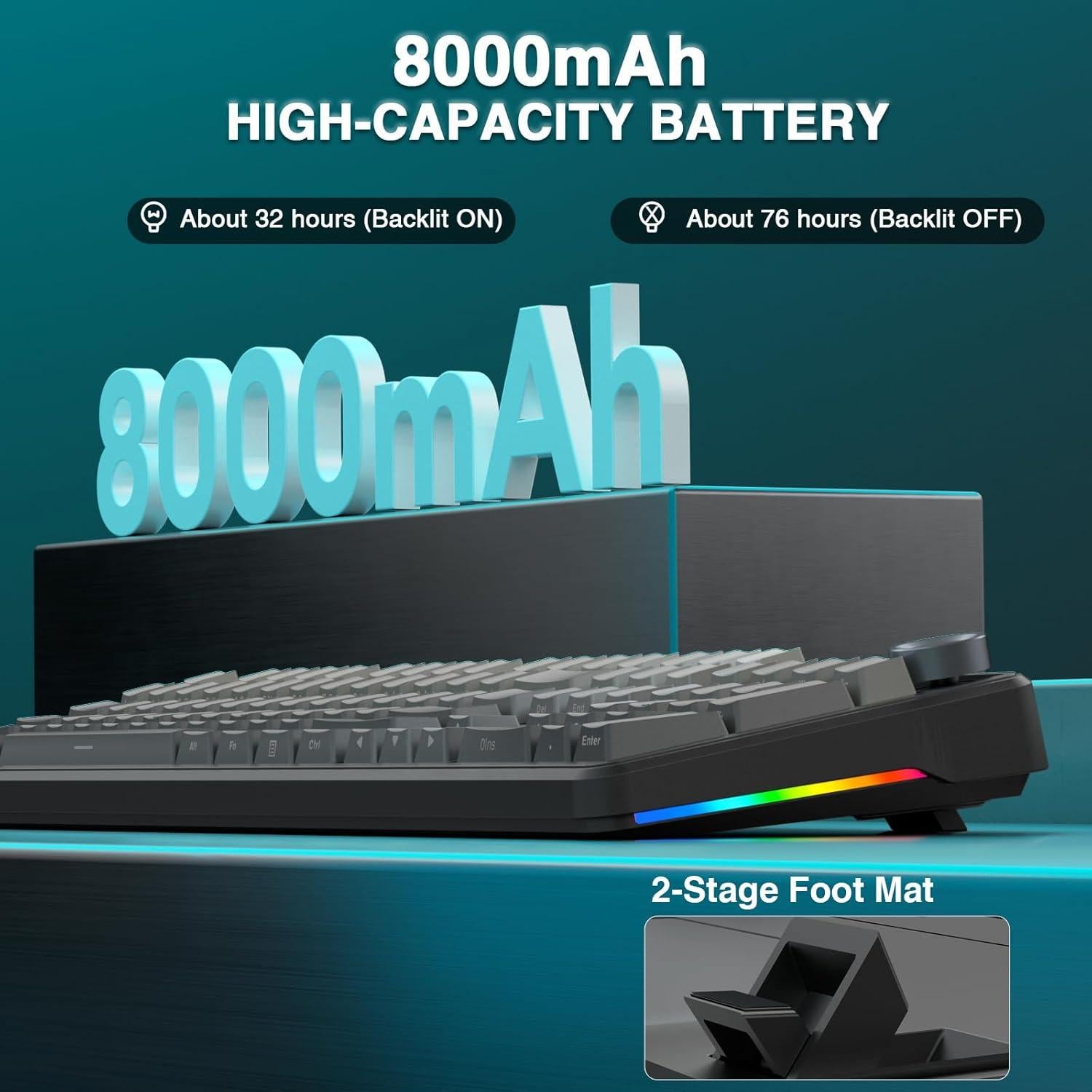 Teclado Mecánico Inalámbrico AULA F108 Pro RGB 104 Teclas