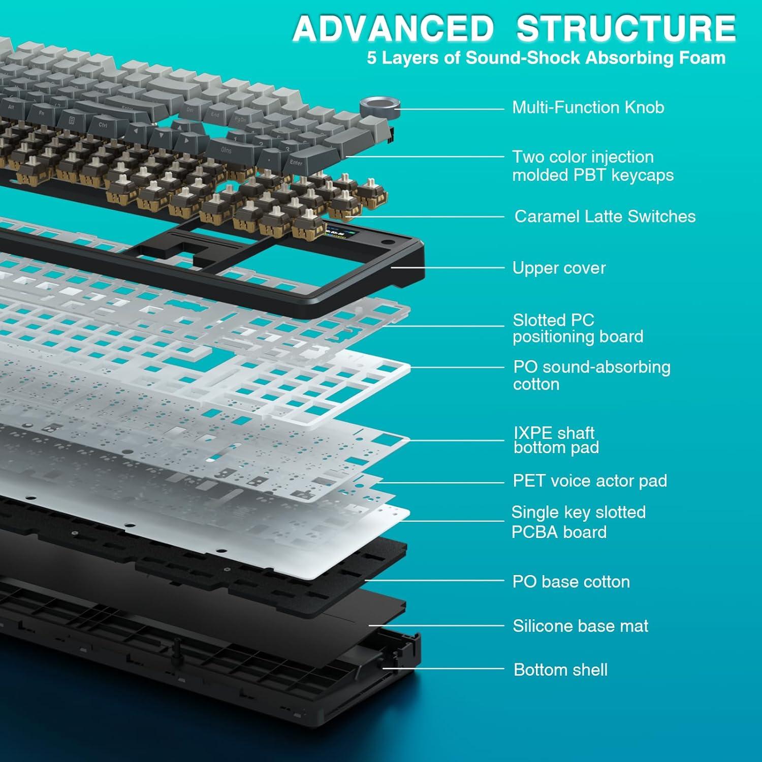 Teclado Mecánico Inalámbrico AULA F108 Pro RGB 104 Teclas
