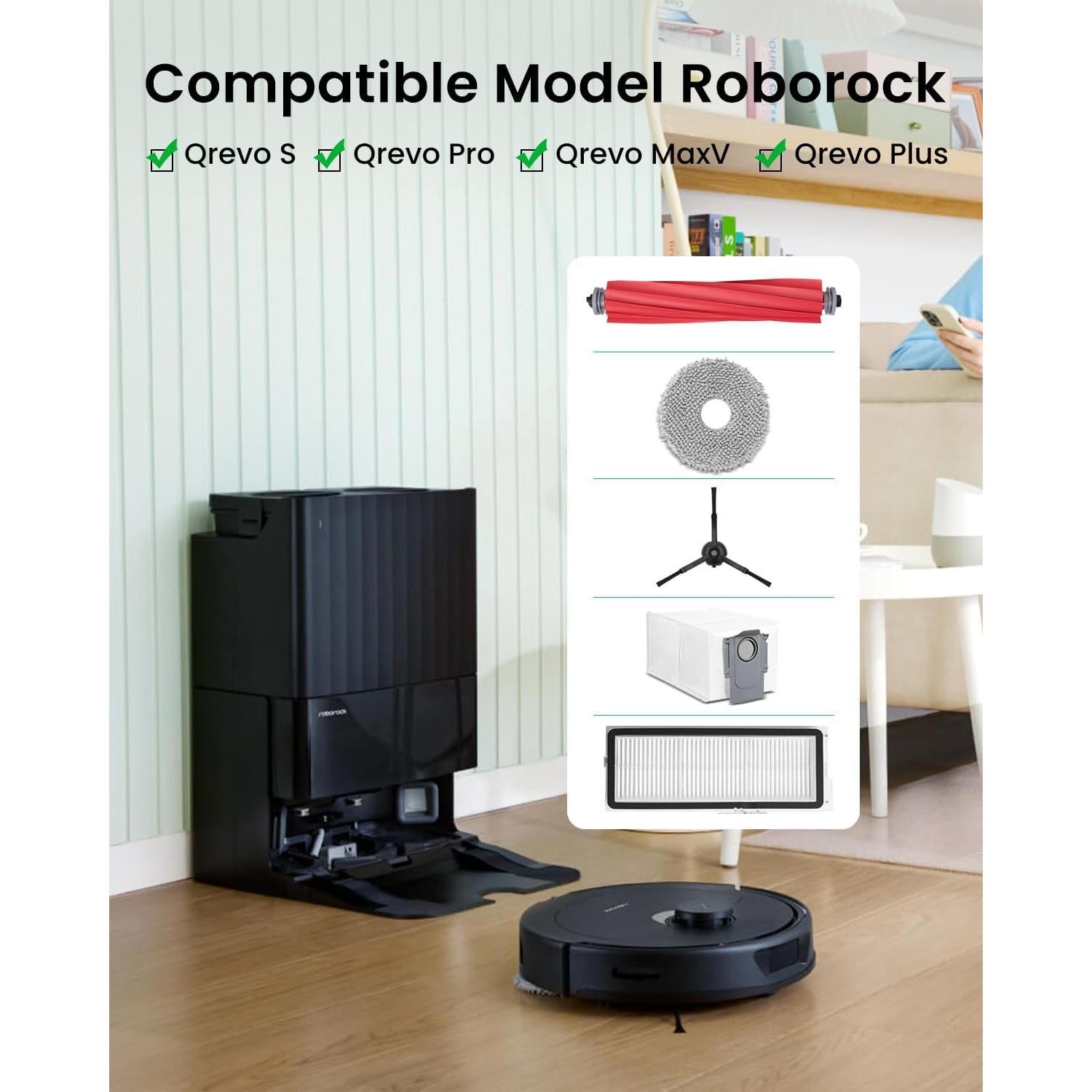 Kit de Accesorios de Repuesto Rrochio para Roborock Qrevo Pro