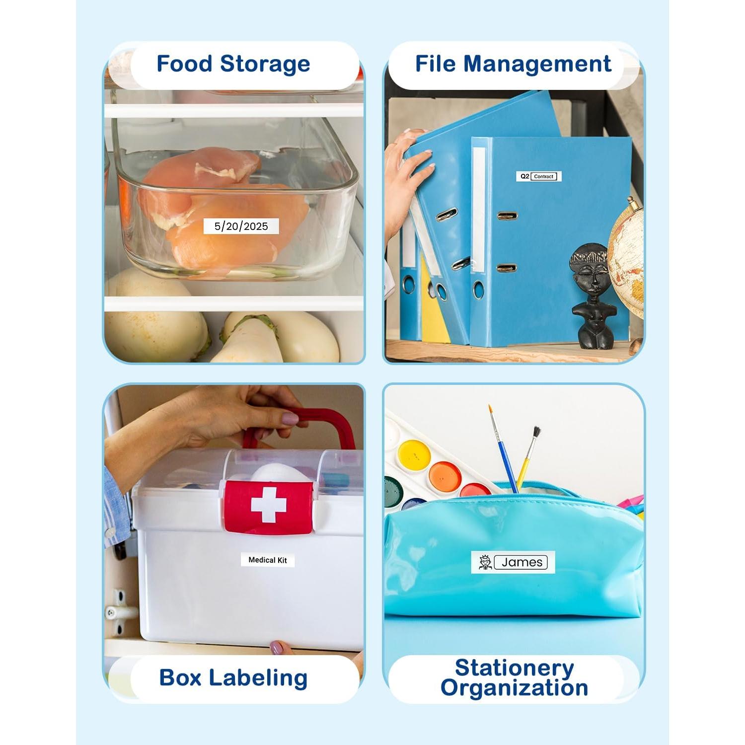 Cinta de Etiqueta Greateam M-K231 12mm Negro sobre Blanco