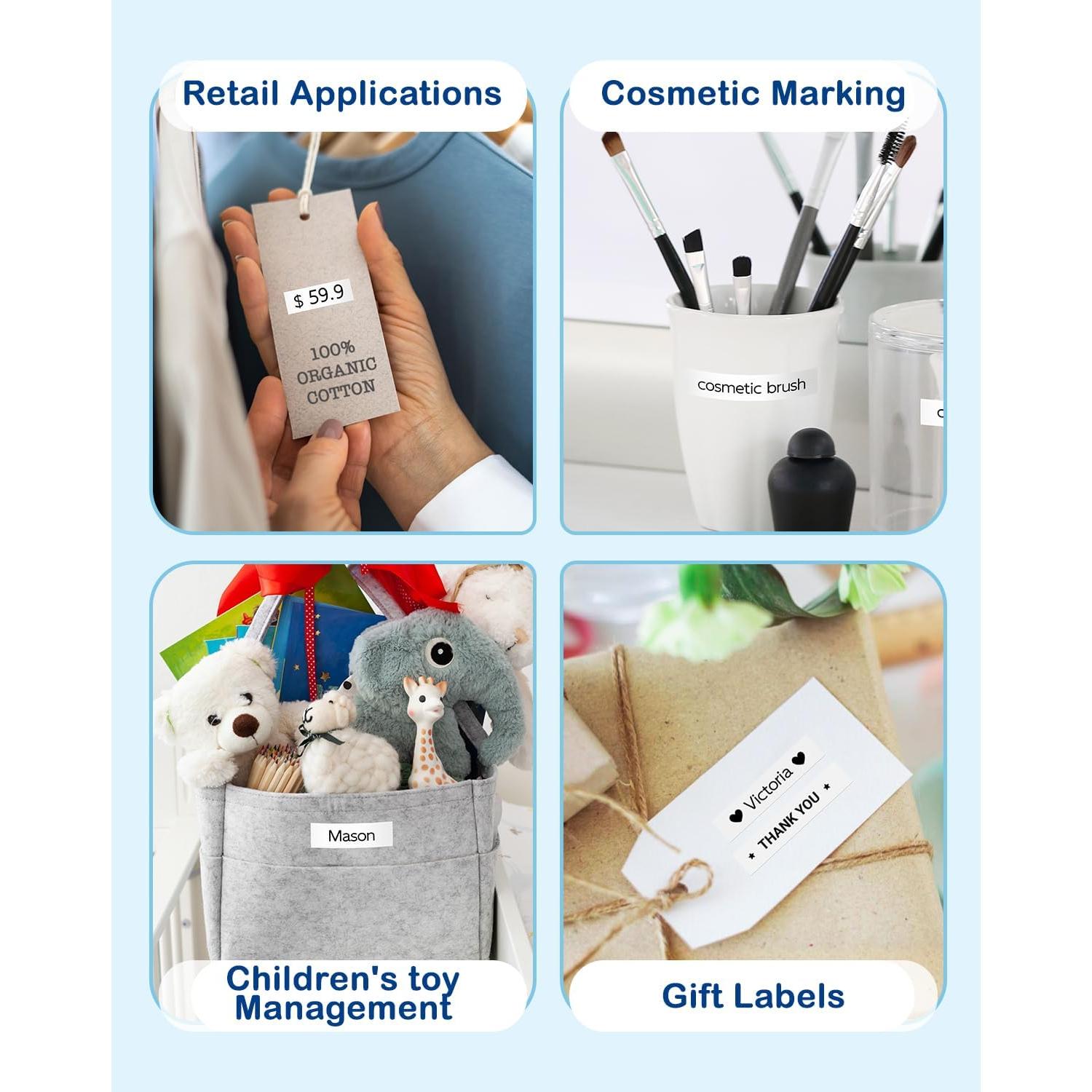 Cinta de Etiqueta Greateam M-K231 12mm Negro sobre Blanco