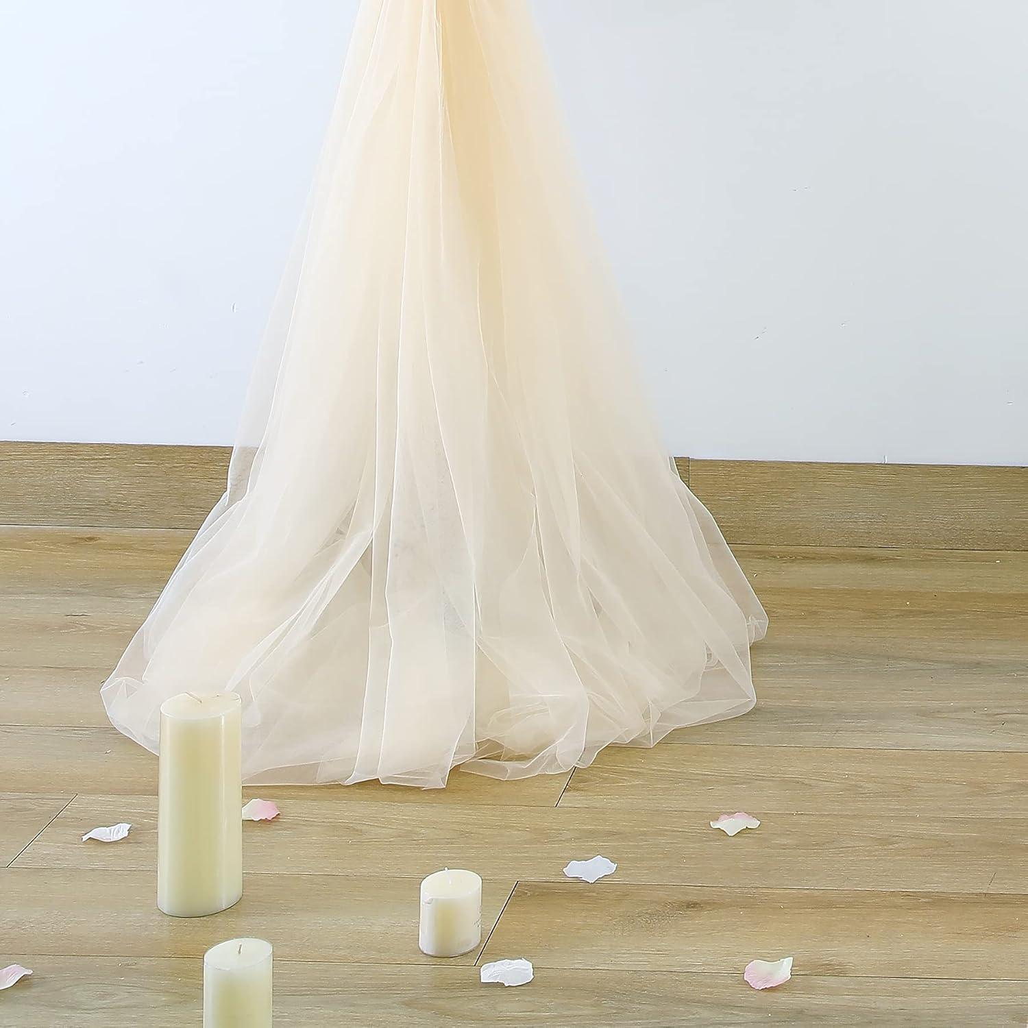 Cortina de fondo de tul champán 2 paneles 5ft x 8ft