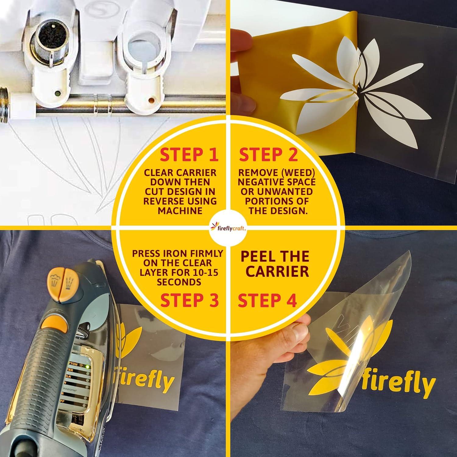 Hojas de Vinilo de Transferencia de Calor Firefly Craft 3D Negro 30.48x50.8 cm