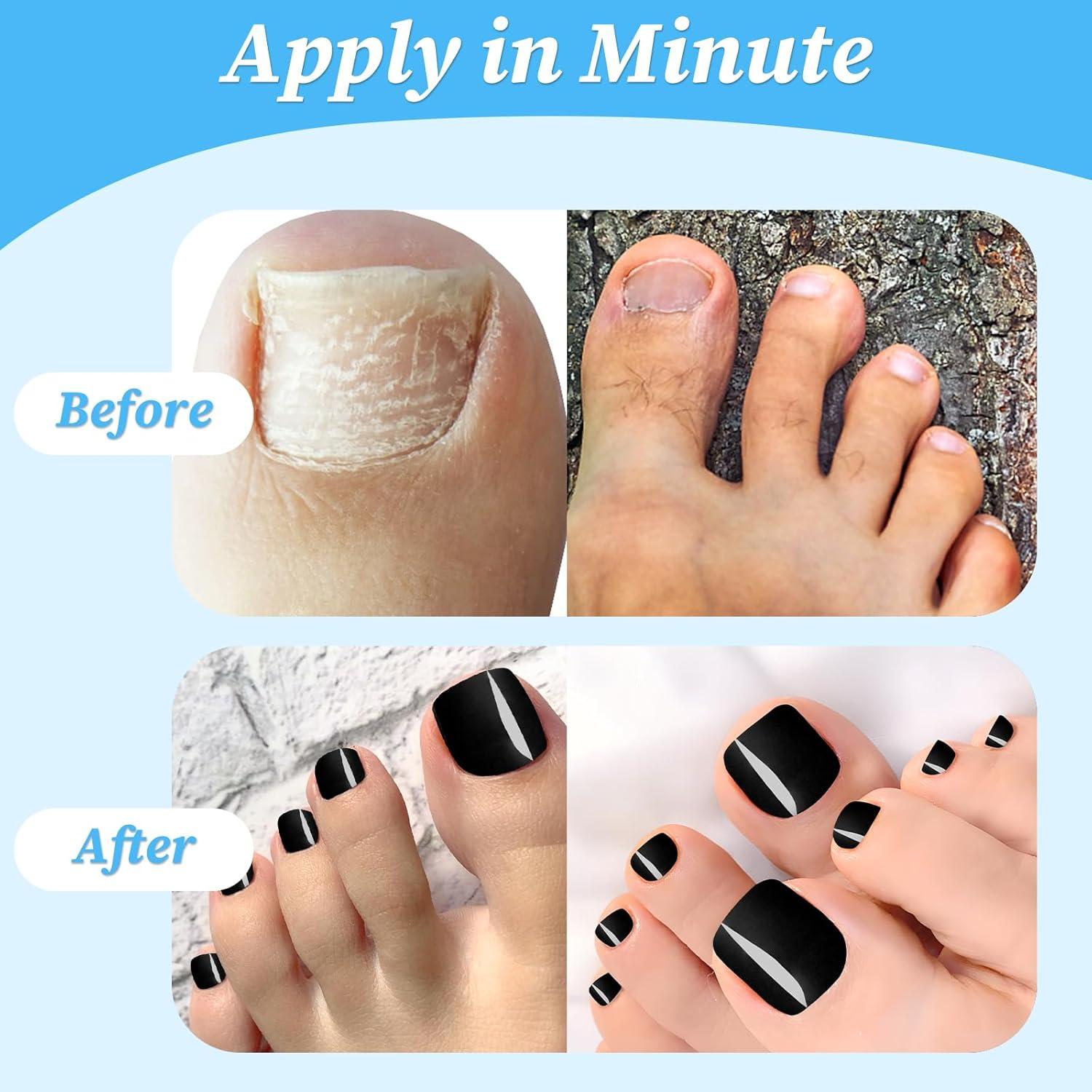 120 Uñas Postizas Cortas para Dedos de los Pies Lifextol - Negro