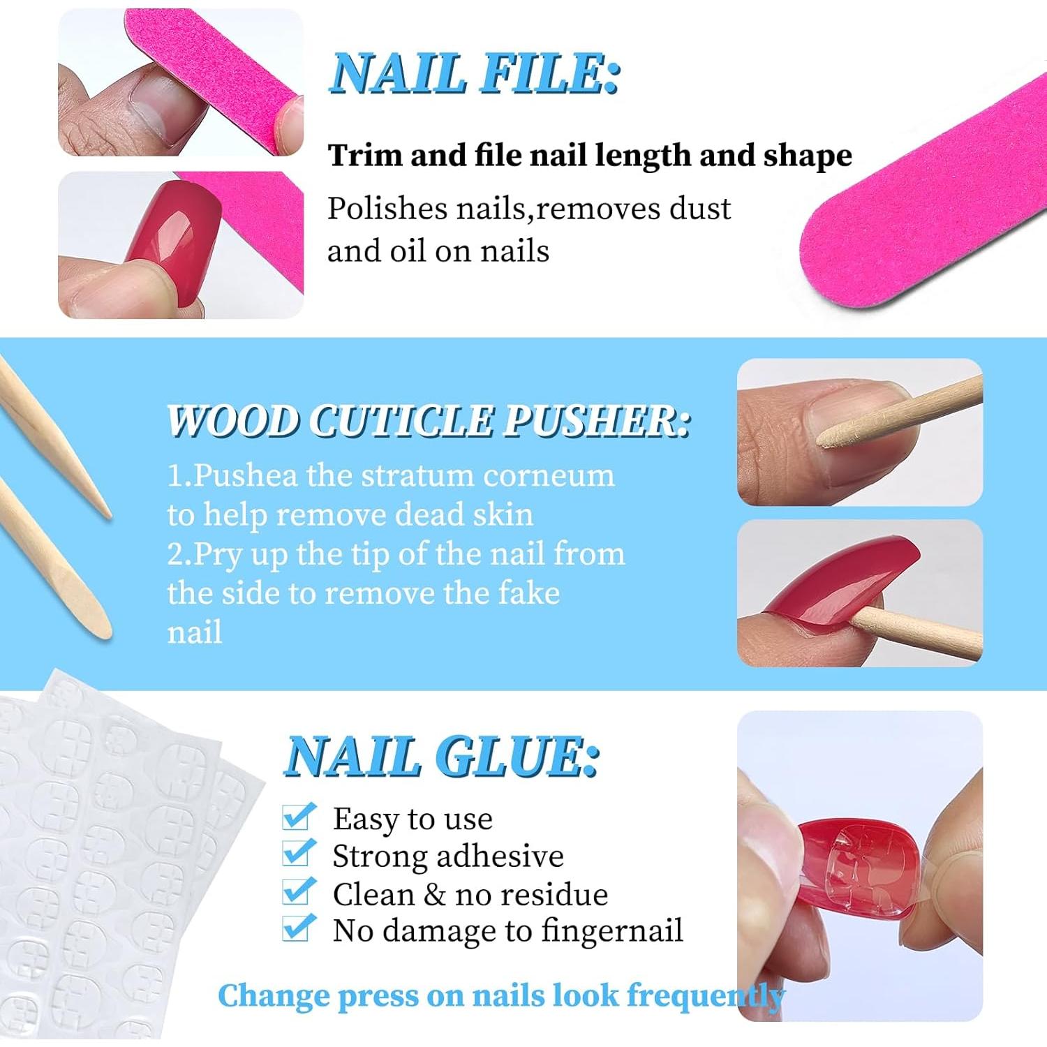 120 Uñas Postizas Cortas para Dedos de los Pies Lifextol - Negro